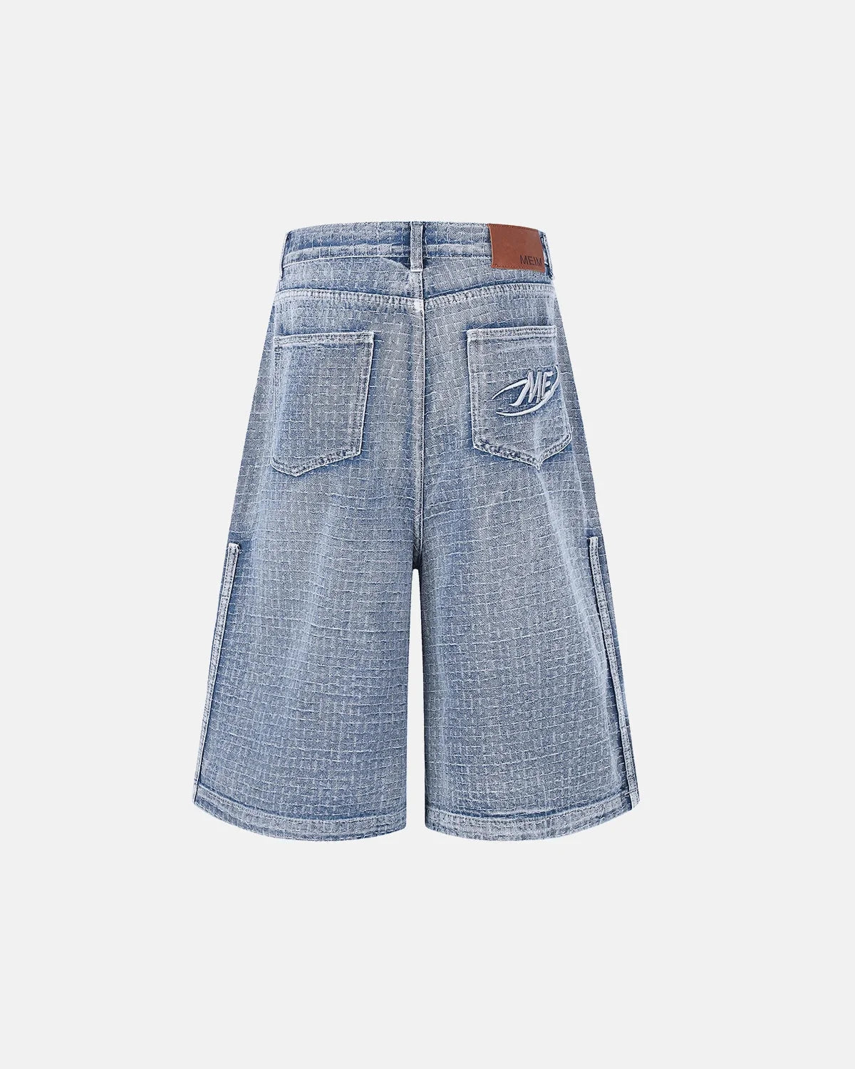 Omygoods Grid Texture Baggy Jorts
