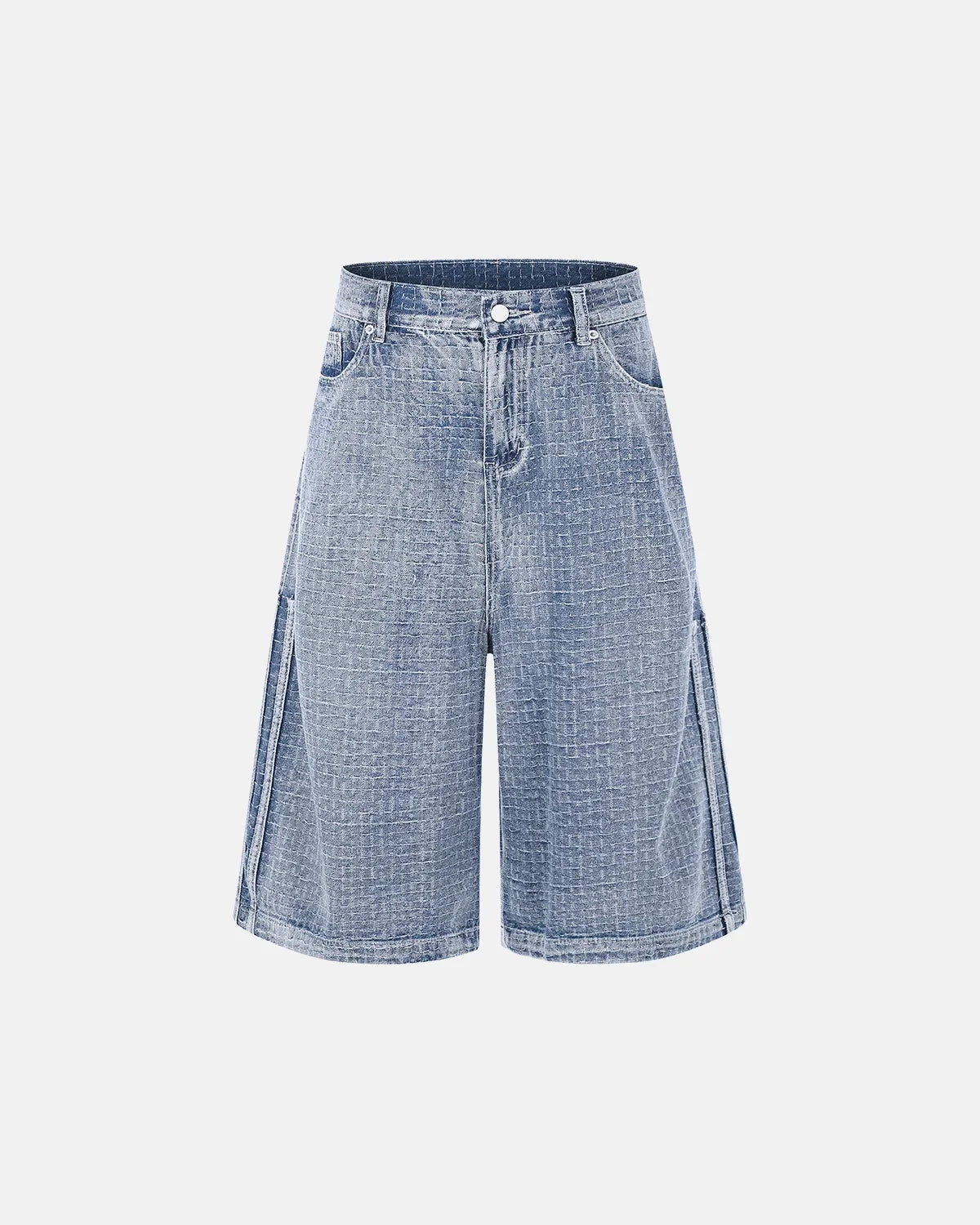 Omygoods Grid Texture Baggy Jorts