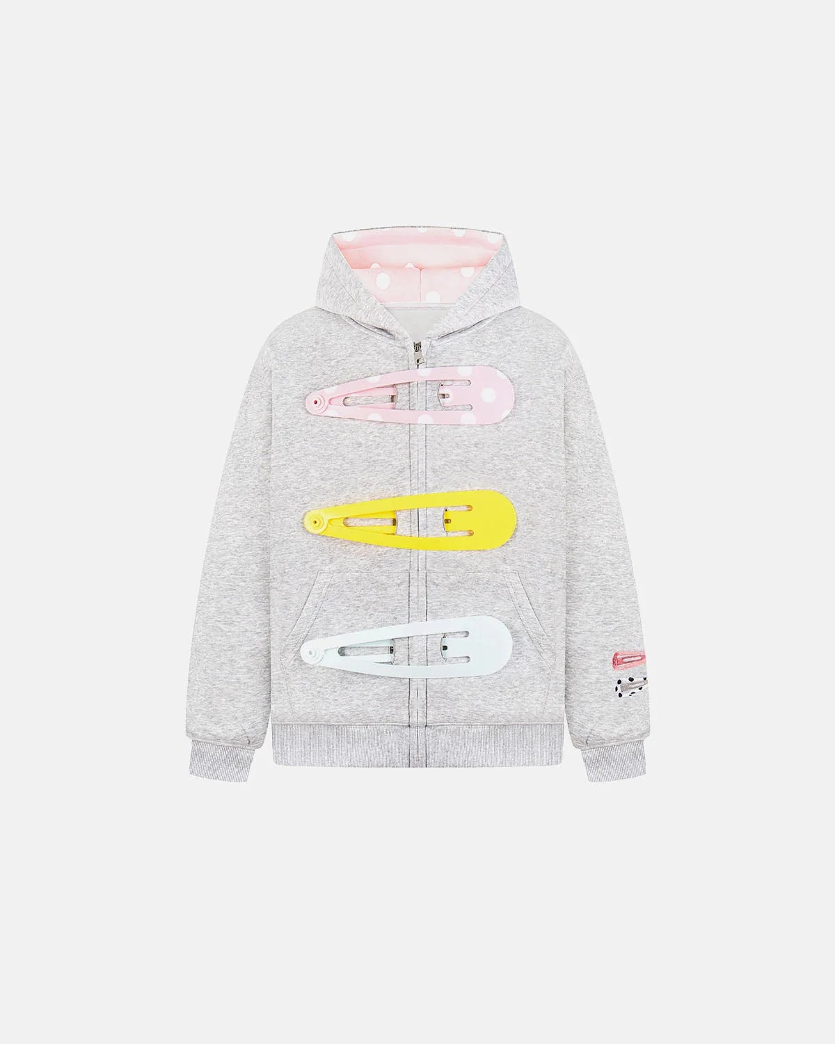 Omygoods Hair Clip Patch Zip Up Hoodie