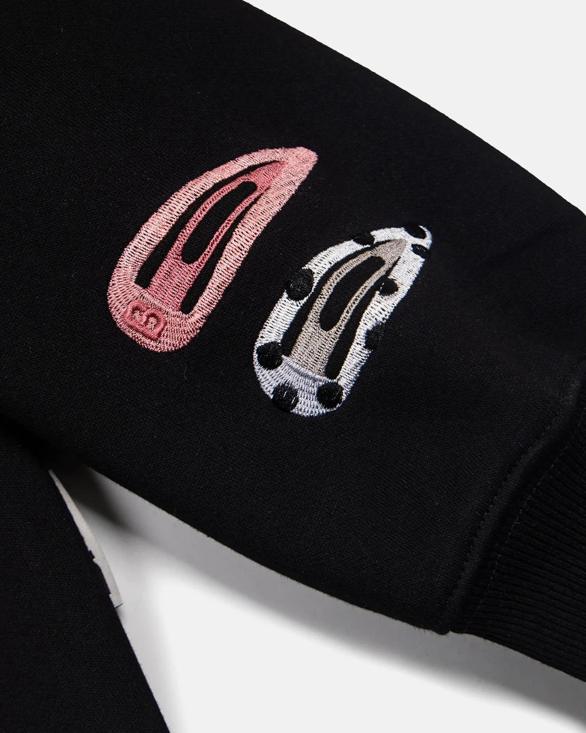 Omygoods Hair Clip Patch Zip Up Hoodie