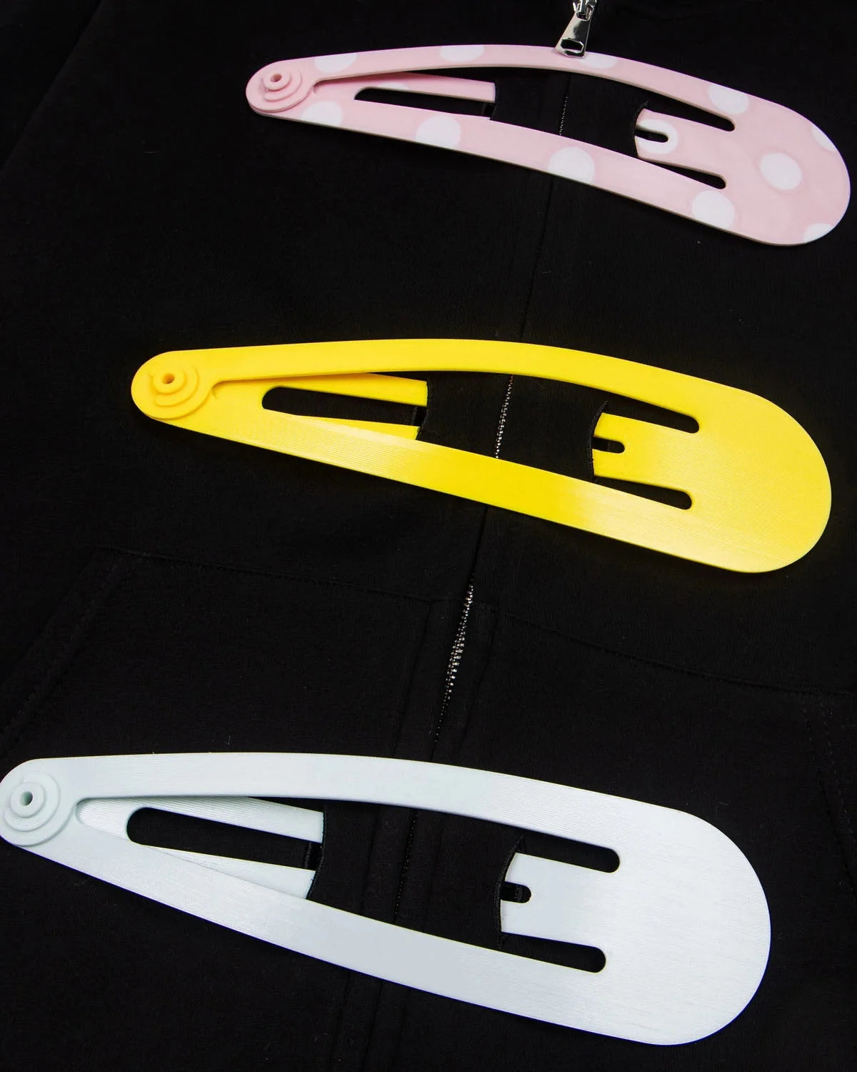 Omygoods Hair Clip Patch Zip Up Hoodie