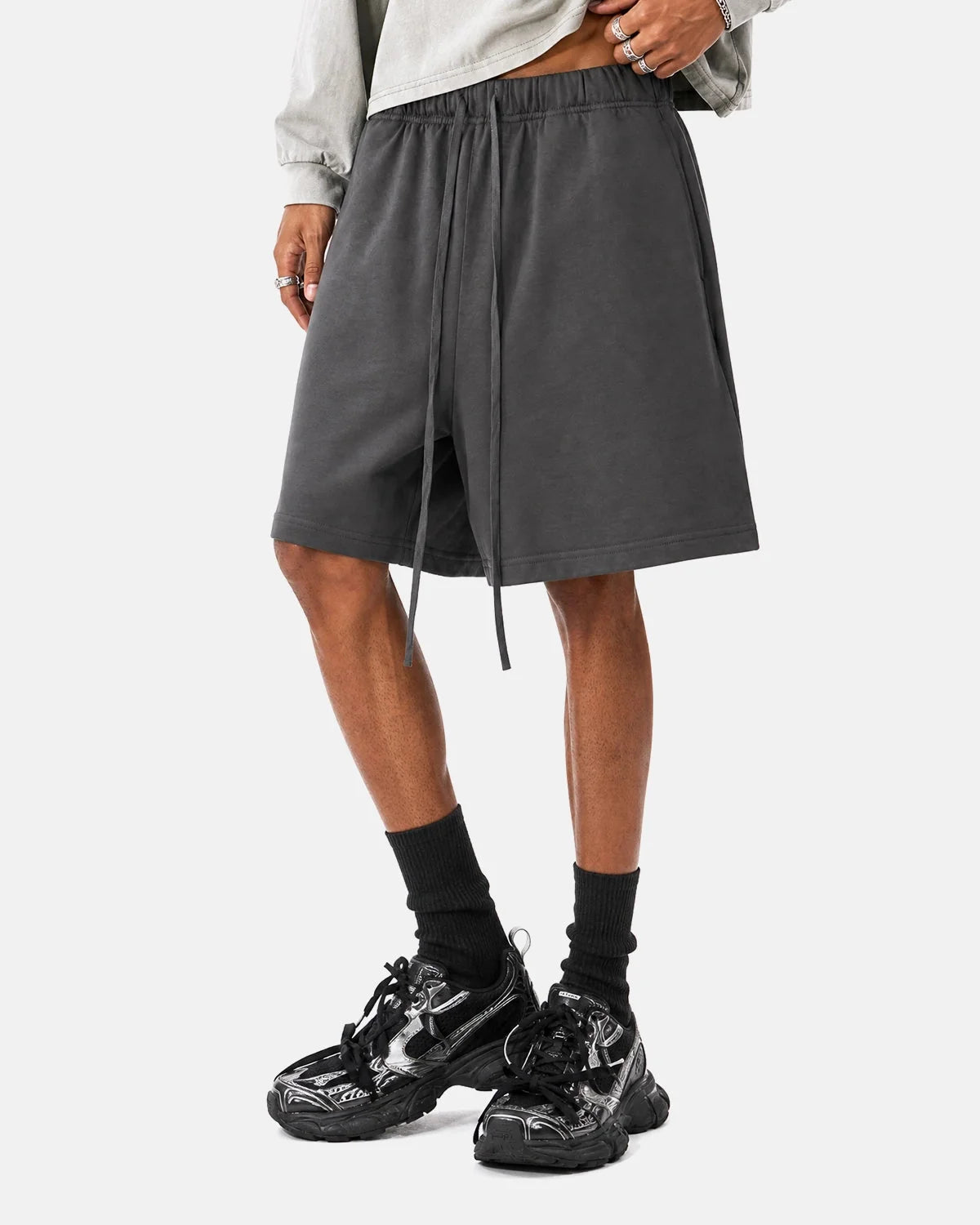 Omygoods Heavyweight Drawstring Sweat Shorts