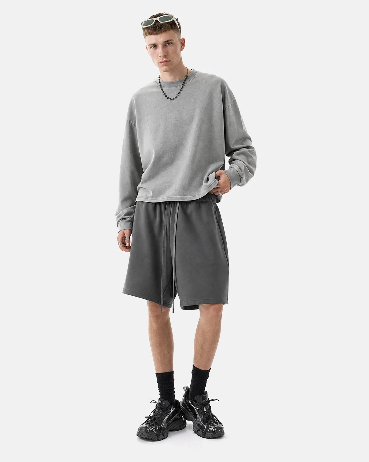 Omygoods Heavyweight Drawstring Sweat Shorts