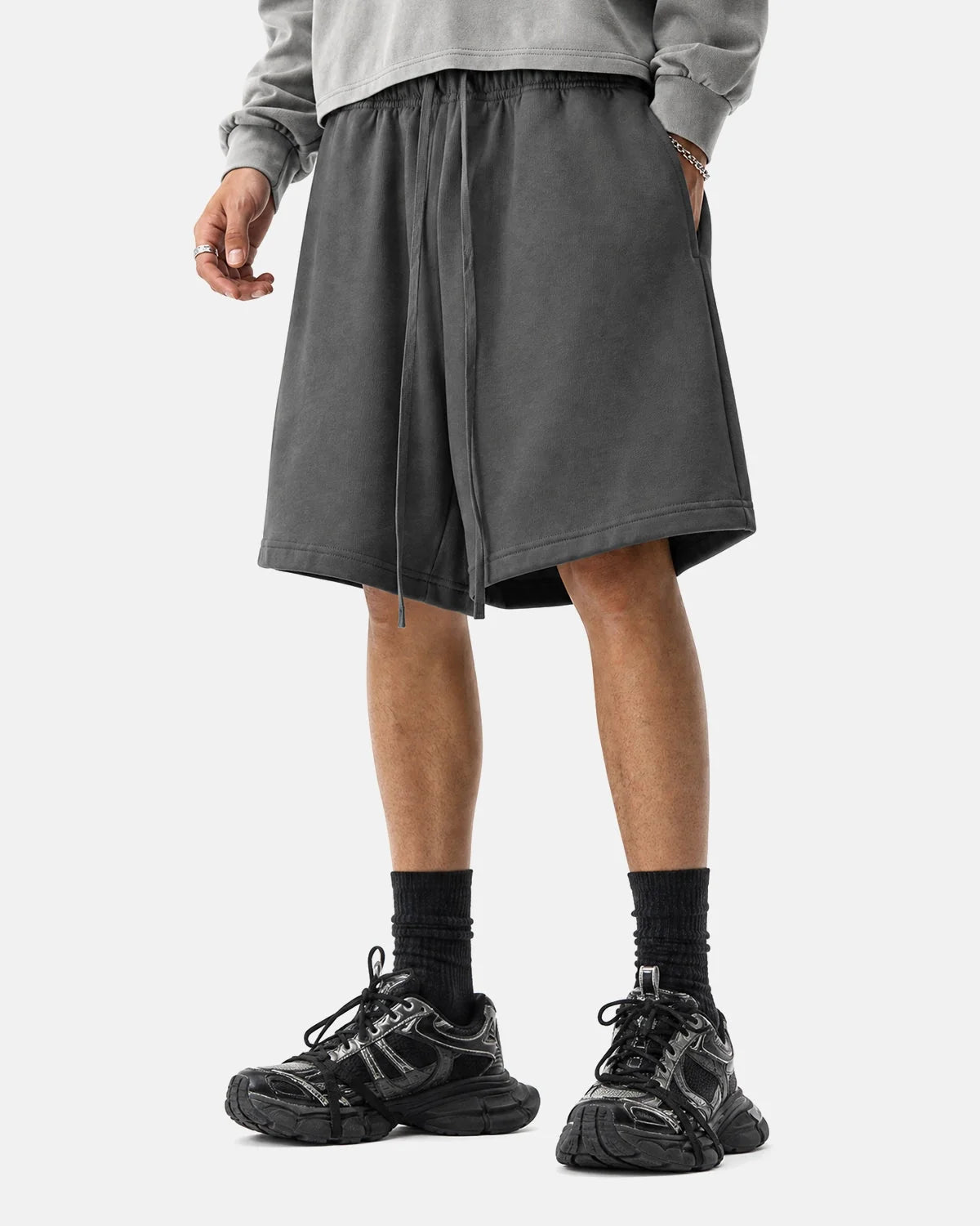 Omygoods Heavyweight Drawstring Sweat Shorts