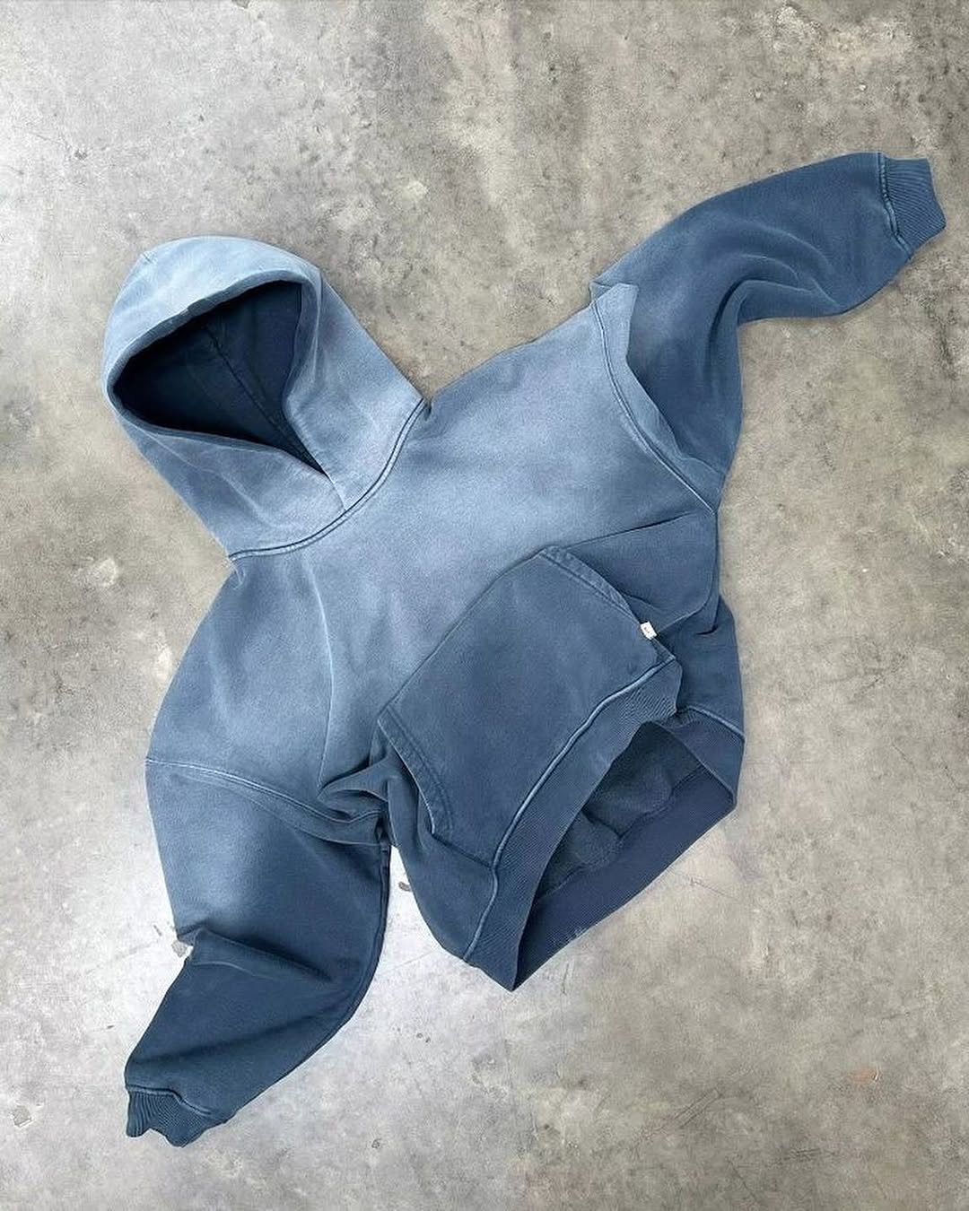 Omygoods Blue Acid Wash Oversized Hoodie