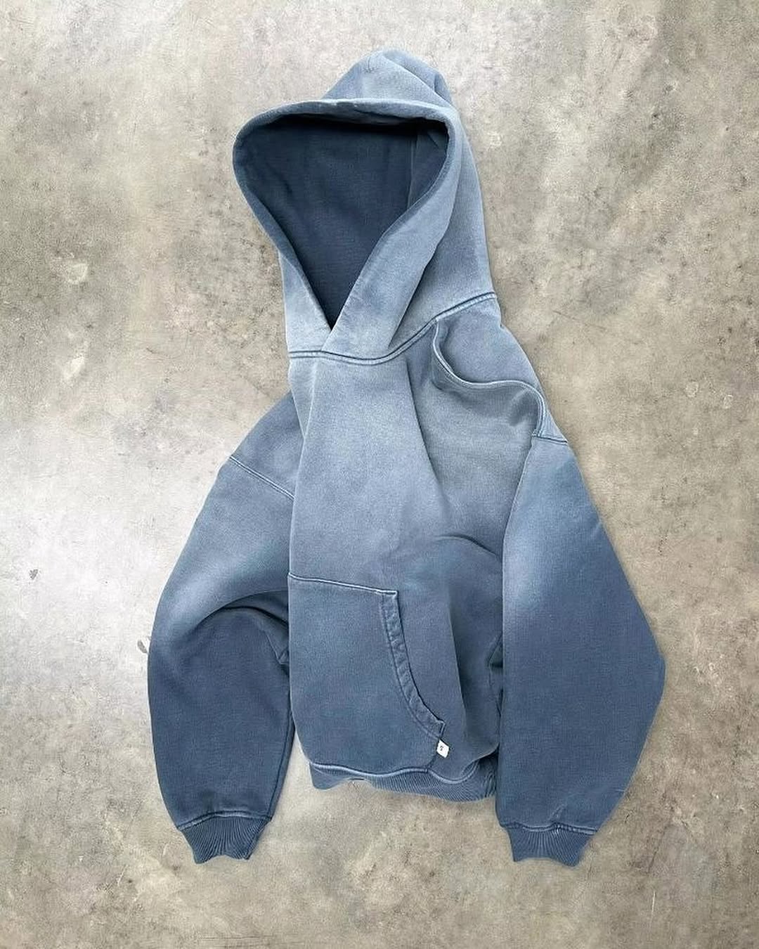 Omygoods Blue Acid Wash Oversized Hoodie