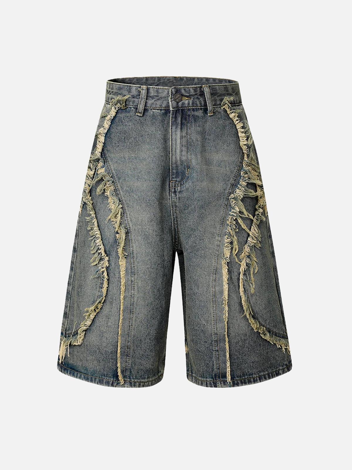 Omygoods High Street Washed Distressed Denim Shorts