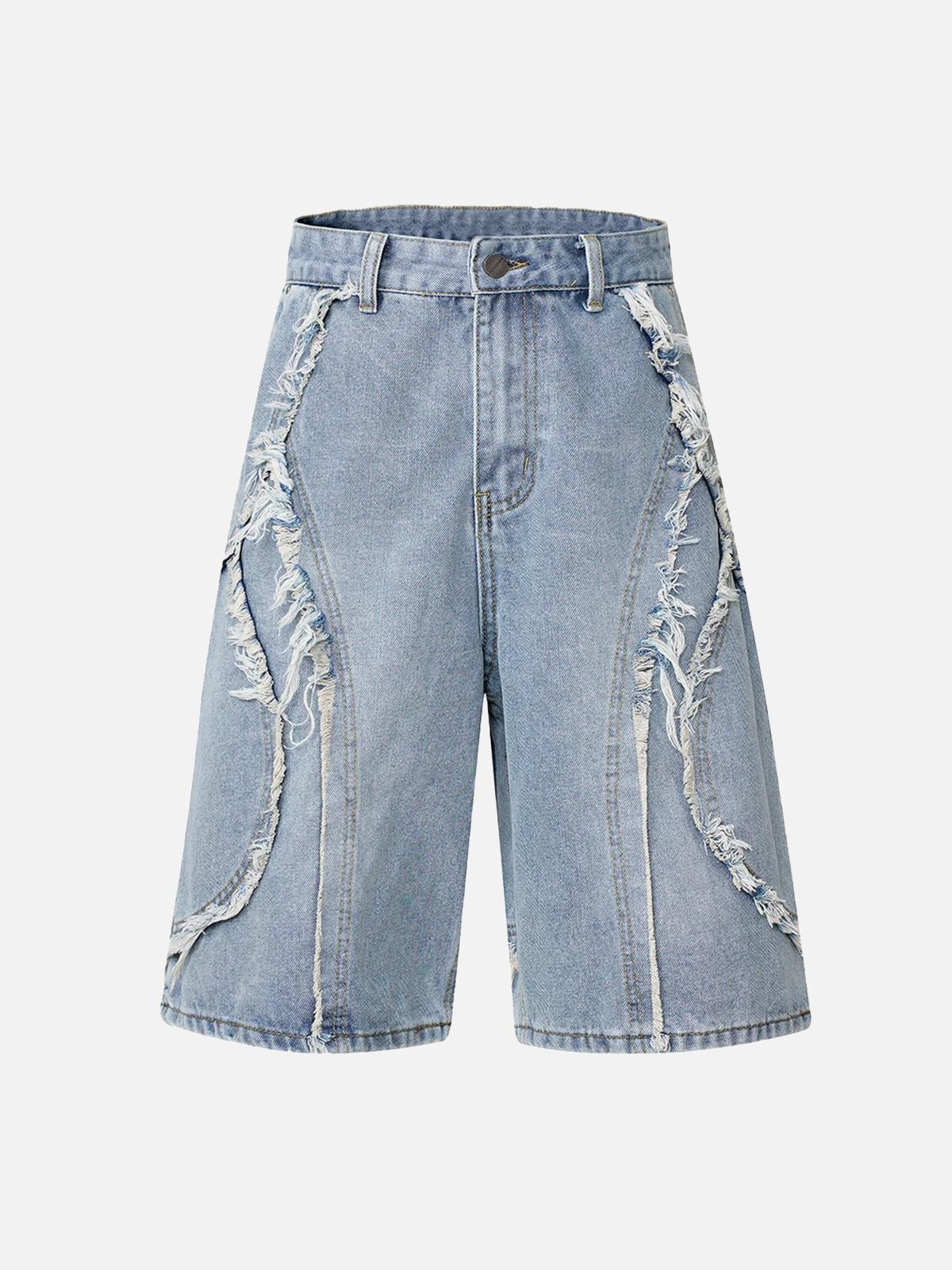 Omygoods High Street Washed Distressed Denim Shorts