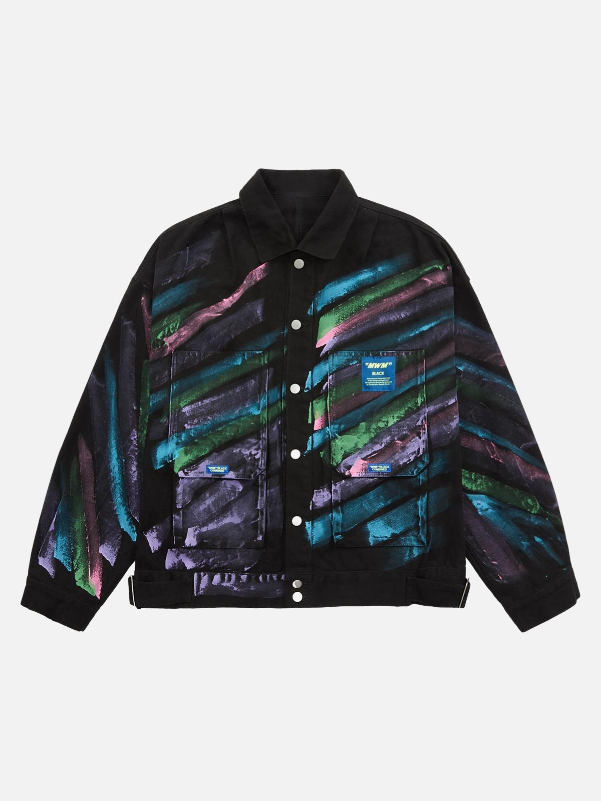 Omygoods Hip-Hop Hand-Painted Graffiti Denim Jacket