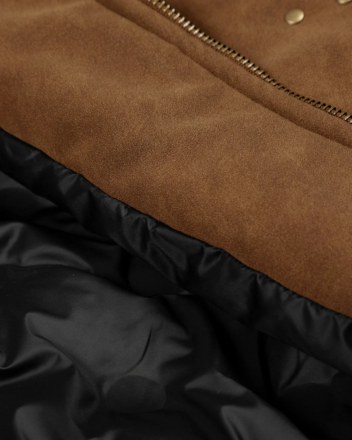 Omygoods Horse Embroidery Suede Clasp Padded Jacket