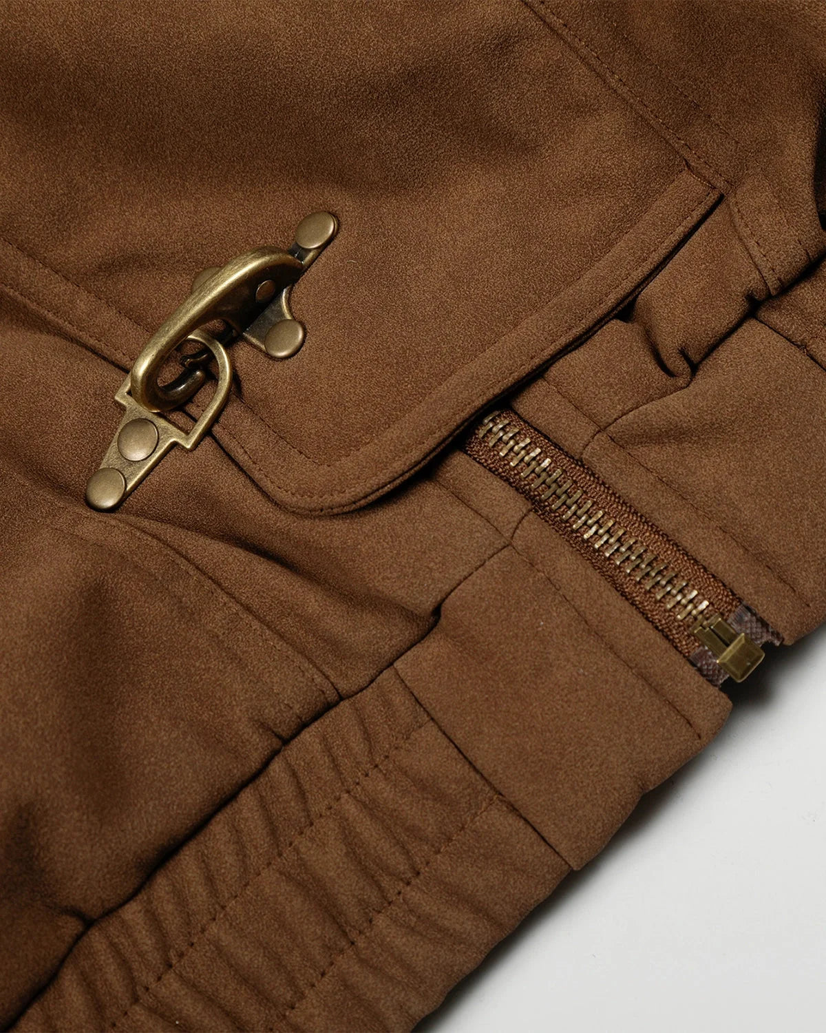 Omygoods Horse Embroidery Suede Clasp Padded Jacket