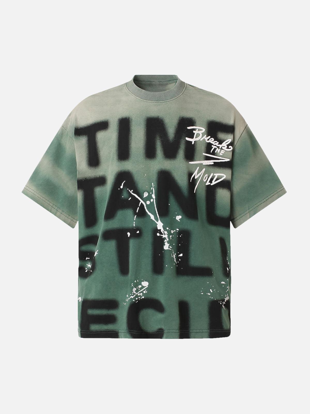 Omygoods Ink Splash Letter Print T-Shirt