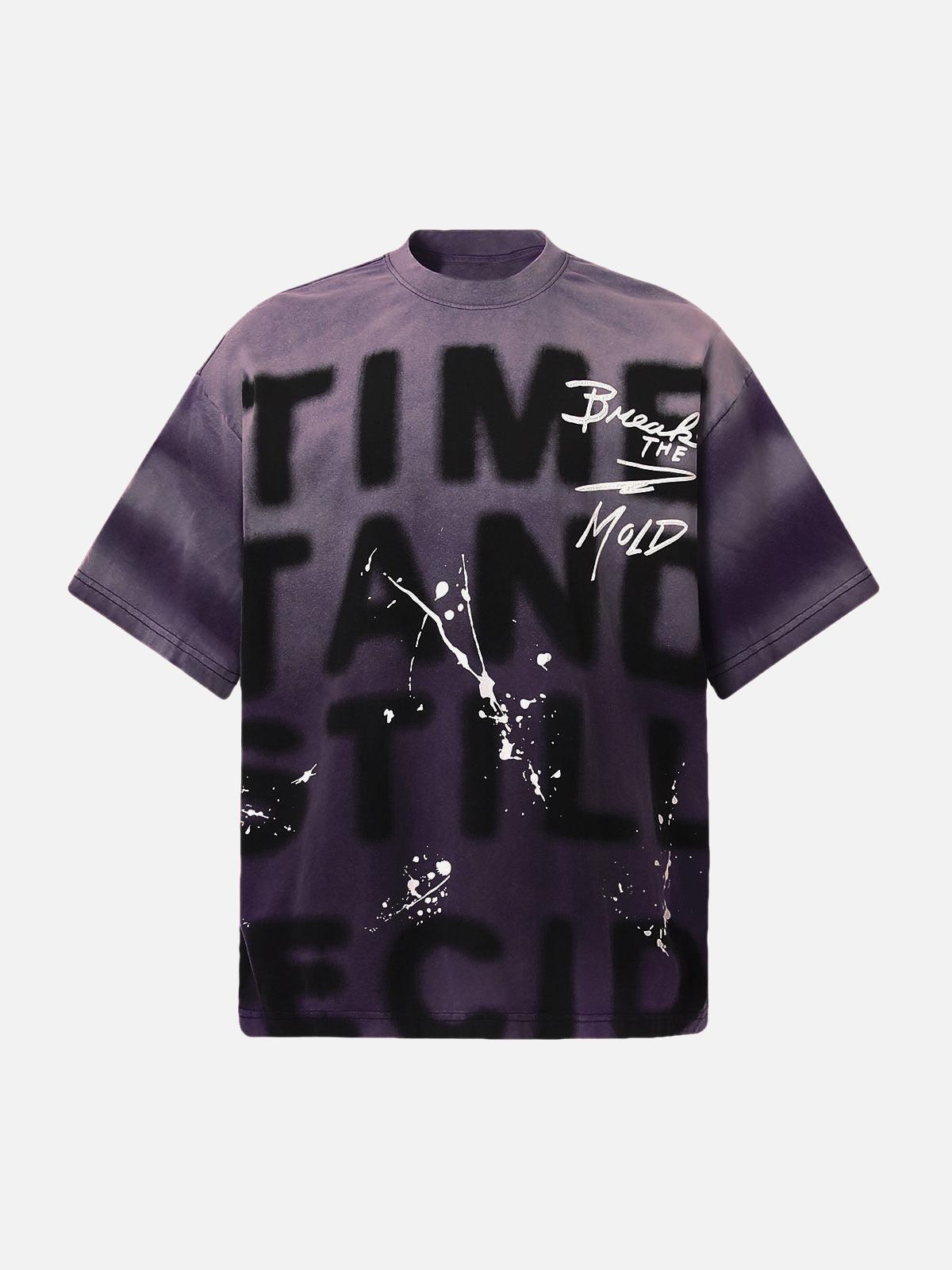 Omygoods Ink Splash Letter Print T-Shirt