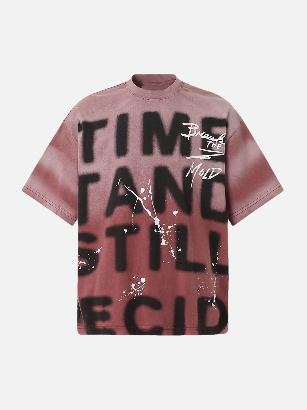 Omygoods Ink Splash Letter Print T-Shirt