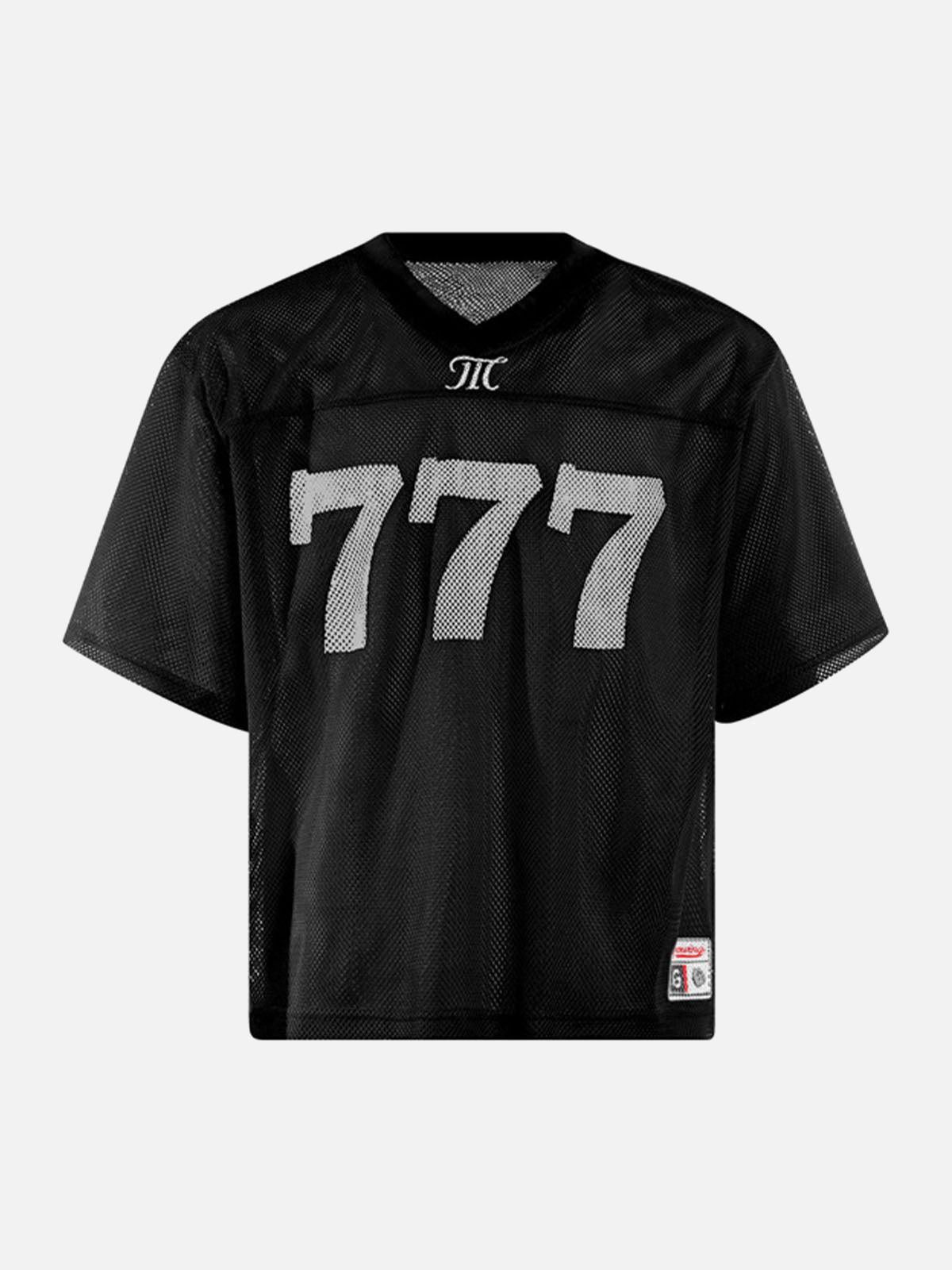 Omygoods Jersey Letter Print Quick Dry V-Neck T-Shirt