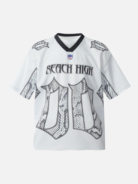 Omygoods Jersey Style Snake Print T-Shirt