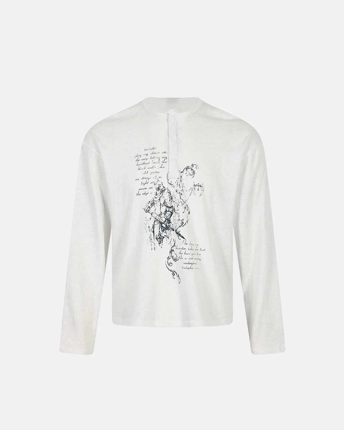 Omygoods Knight Graphic Henley Long Sleeve T-Shirt