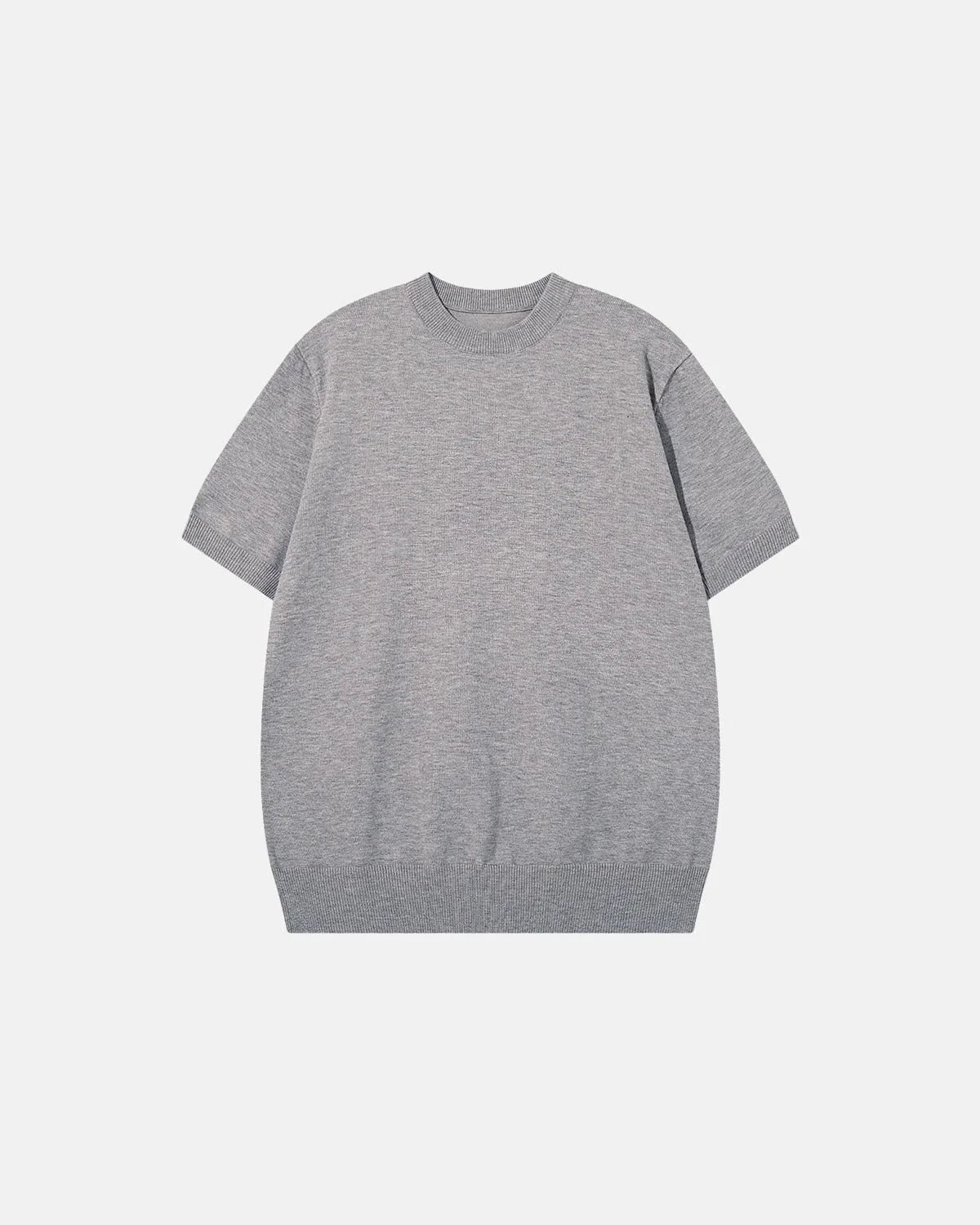 Omygoods Knit Crew Neck Short Sleeve Tee