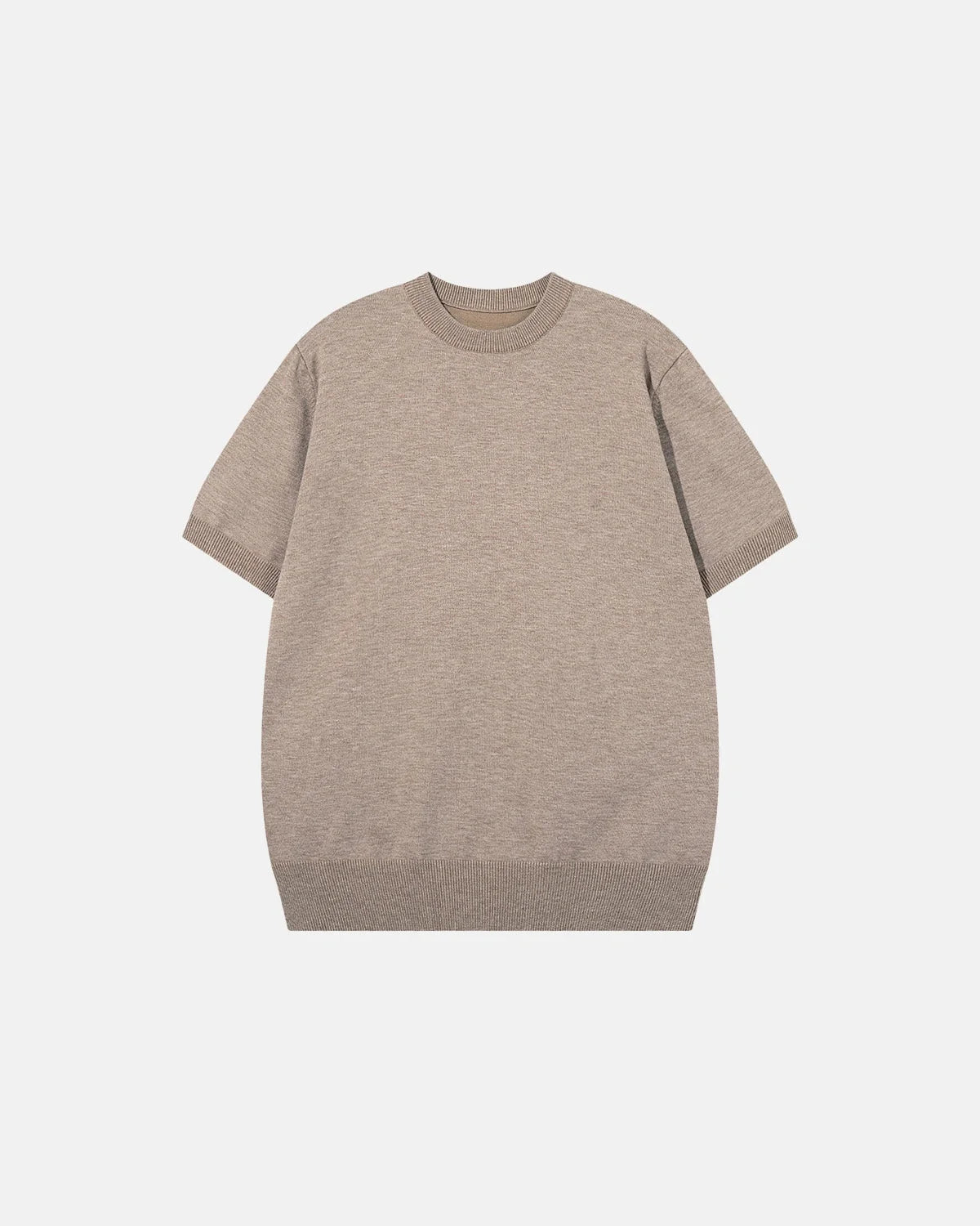 Omygoods Knit Crew Neck Short Sleeve Tee
