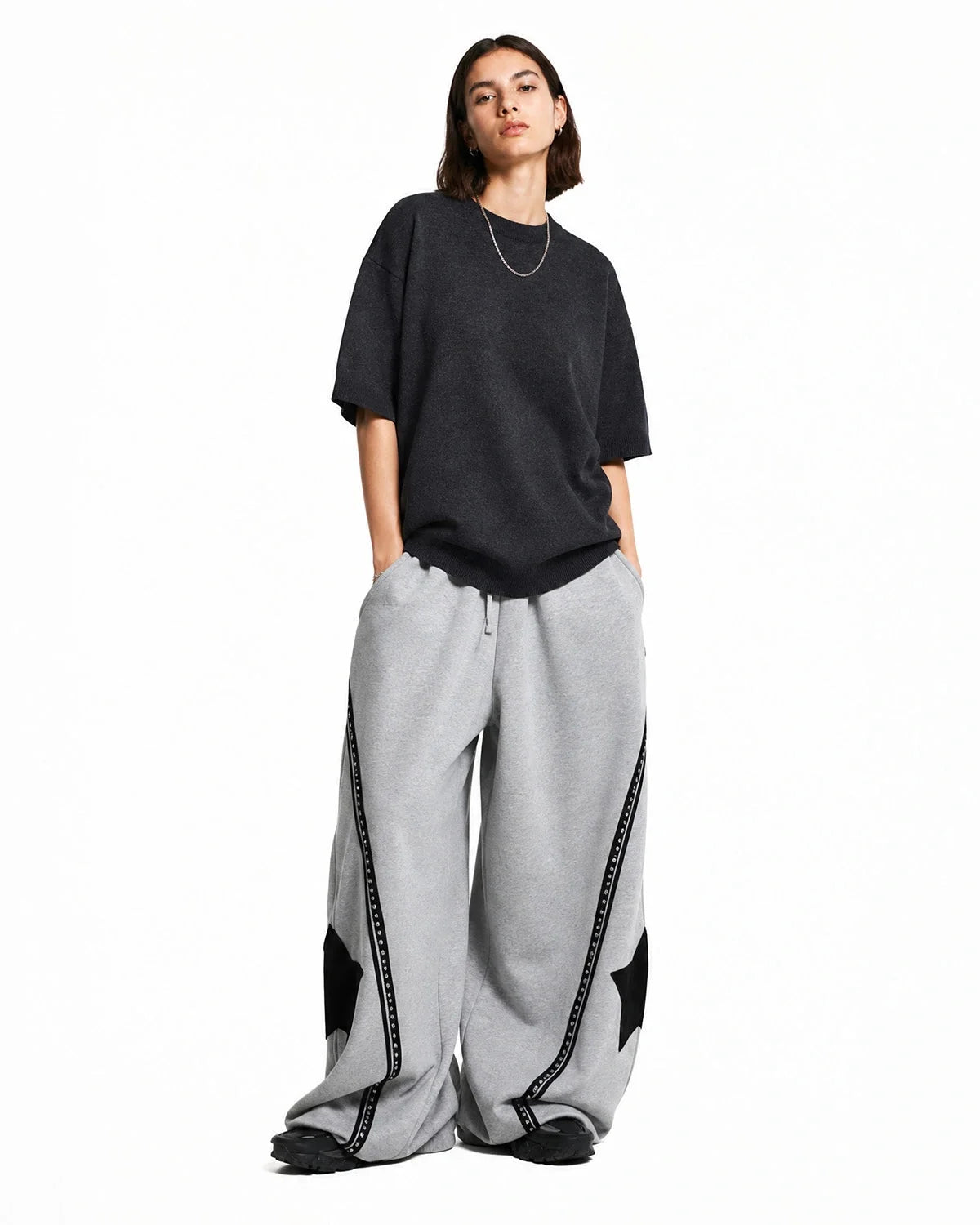 Omygoods Knit Crew Neck Short Sleeve Tee
