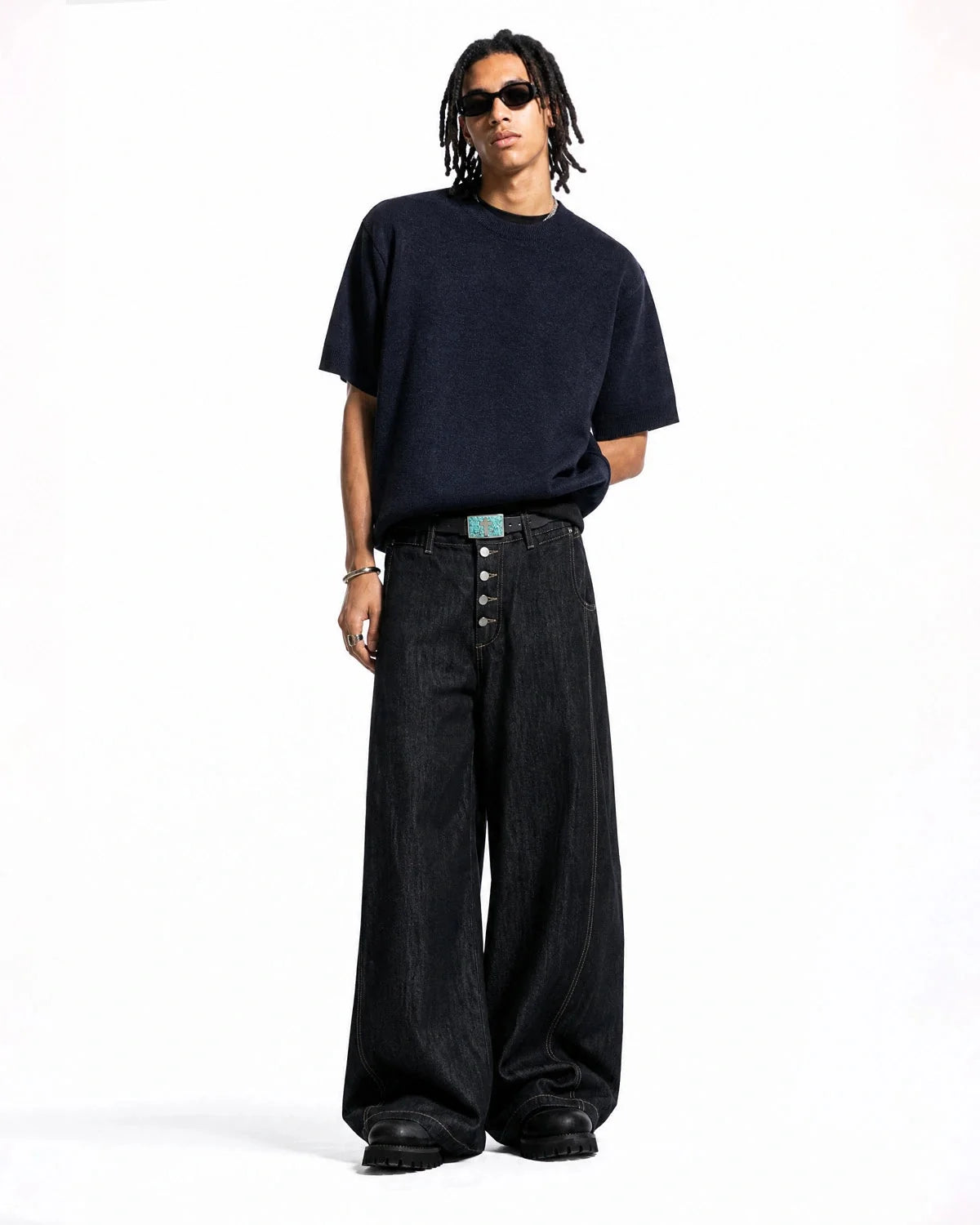 Omygoods Knit Crew Neck Short Sleeve Tee