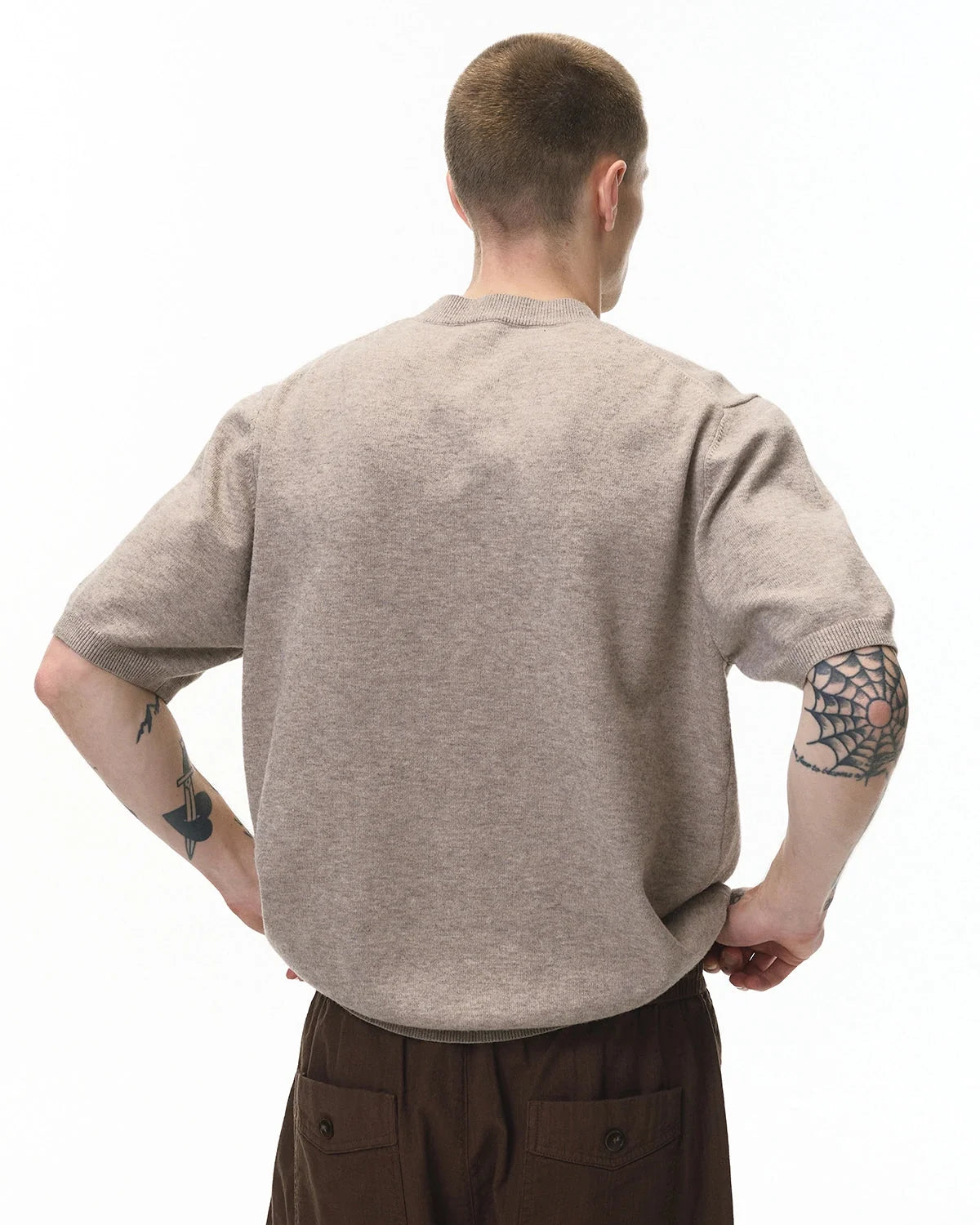 Omygoods Knitwear Short-Sleeved Crewneck Sweater