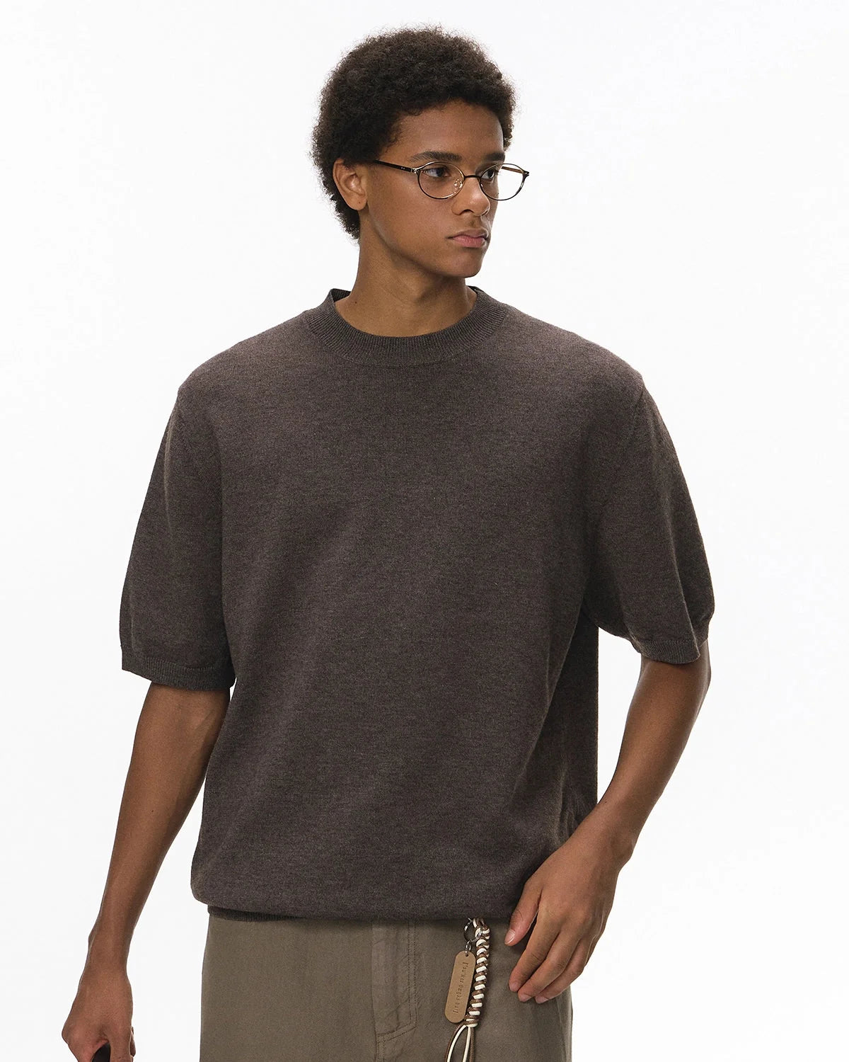 Omygoods Knitwear Short-Sleeved Crewneck Sweater