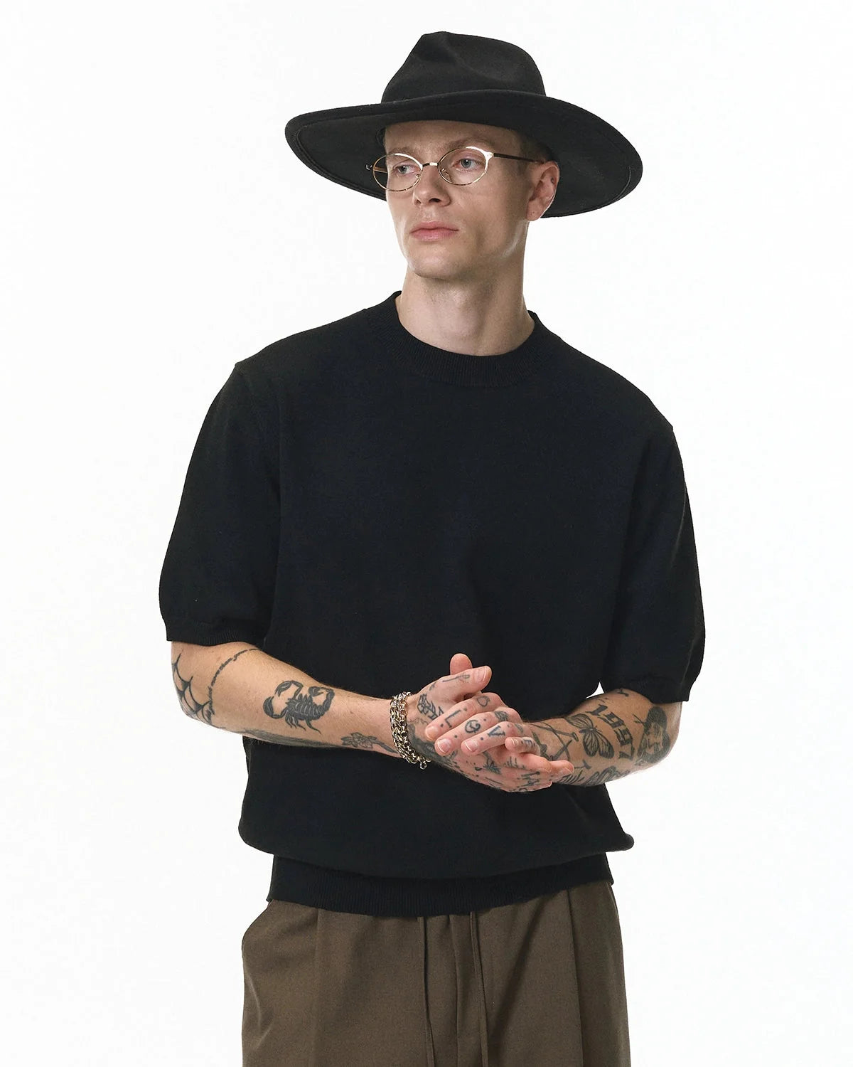 Omygoods Knitwear Short-Sleeved Crewneck Sweater