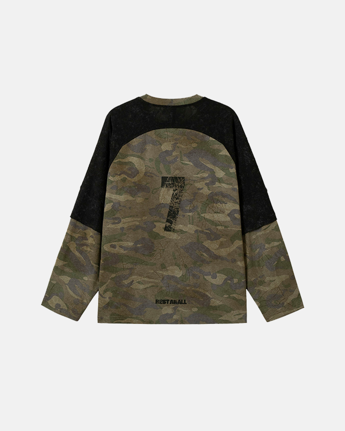 Omygoods Lace Patchwork Camo Raglan Tee