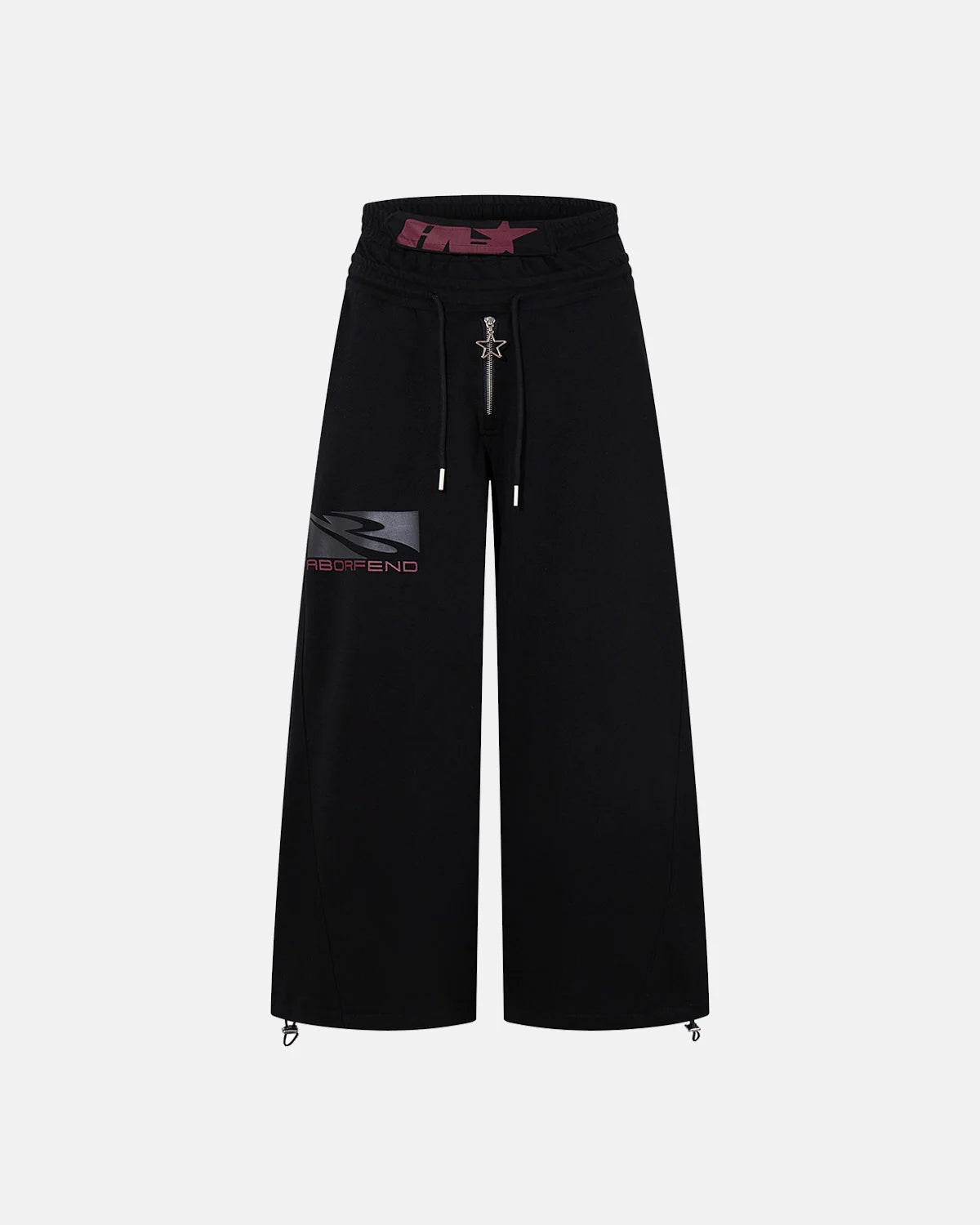 Omygoods Layered Waist Baggy Wide Leg Sweatpants