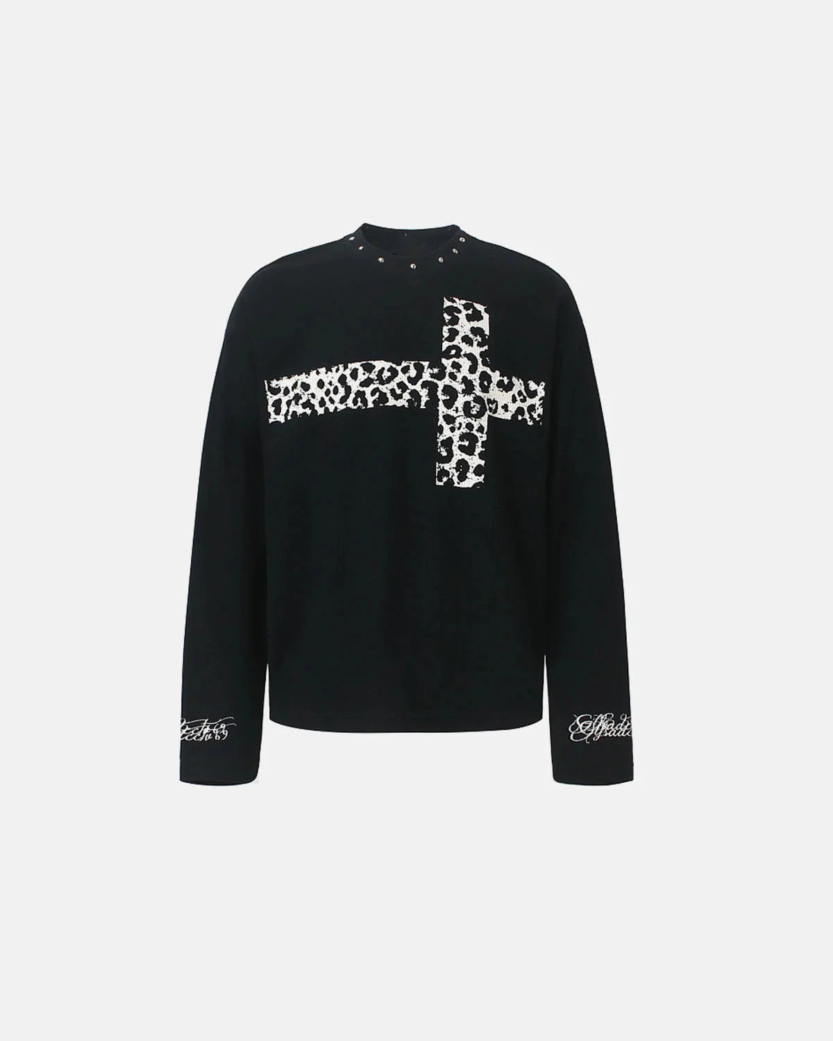 Omygoods Leopard Cross Graphic Waffle T-Shirt