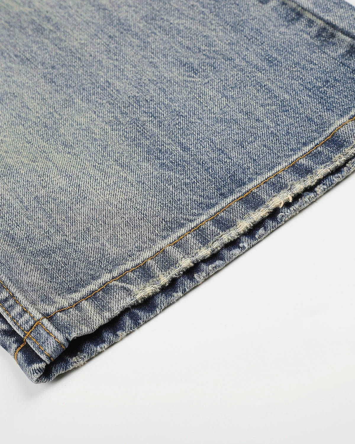 Omygoods Leopard Detail Distressed Baggy Jeans