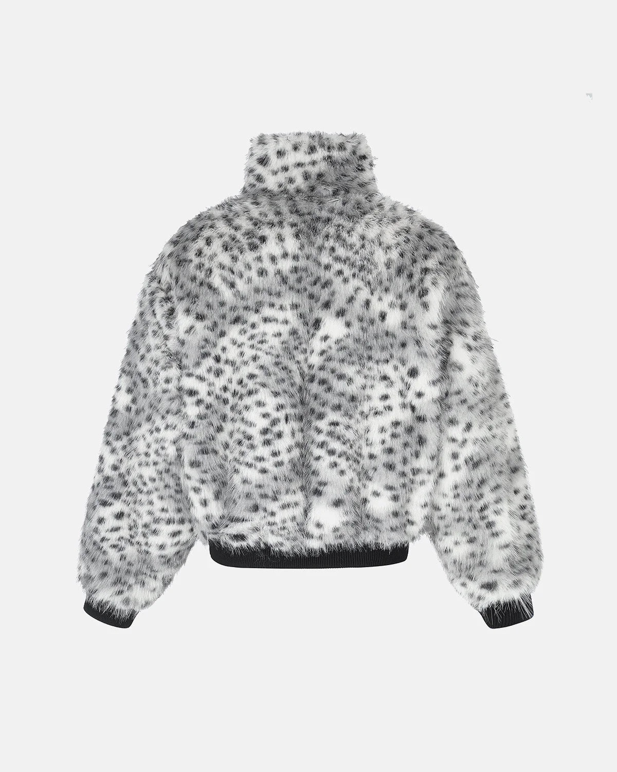 Omygoods Leopard Faux Fur Bomber Jacket