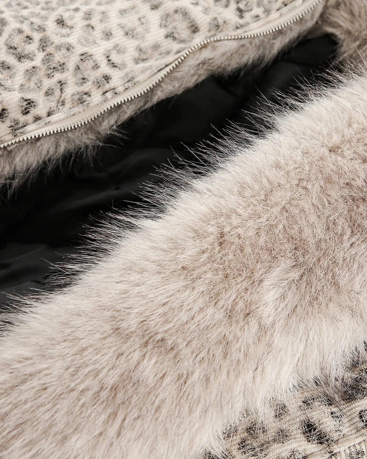 Omygoods Leopard Faux Fur Lined Bomber Jacket