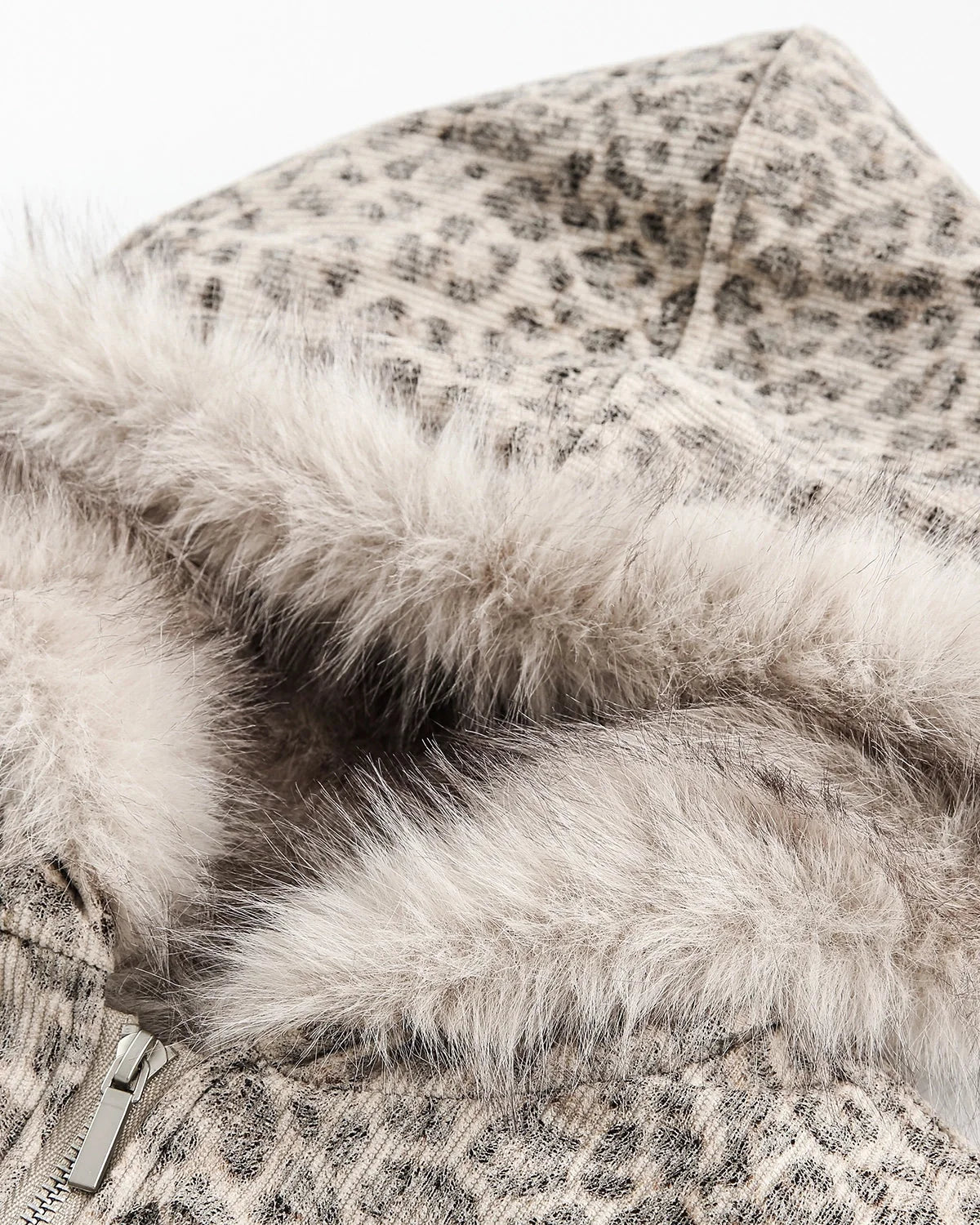Omygoods Leopard Faux Fur Lined Bomber Jacket