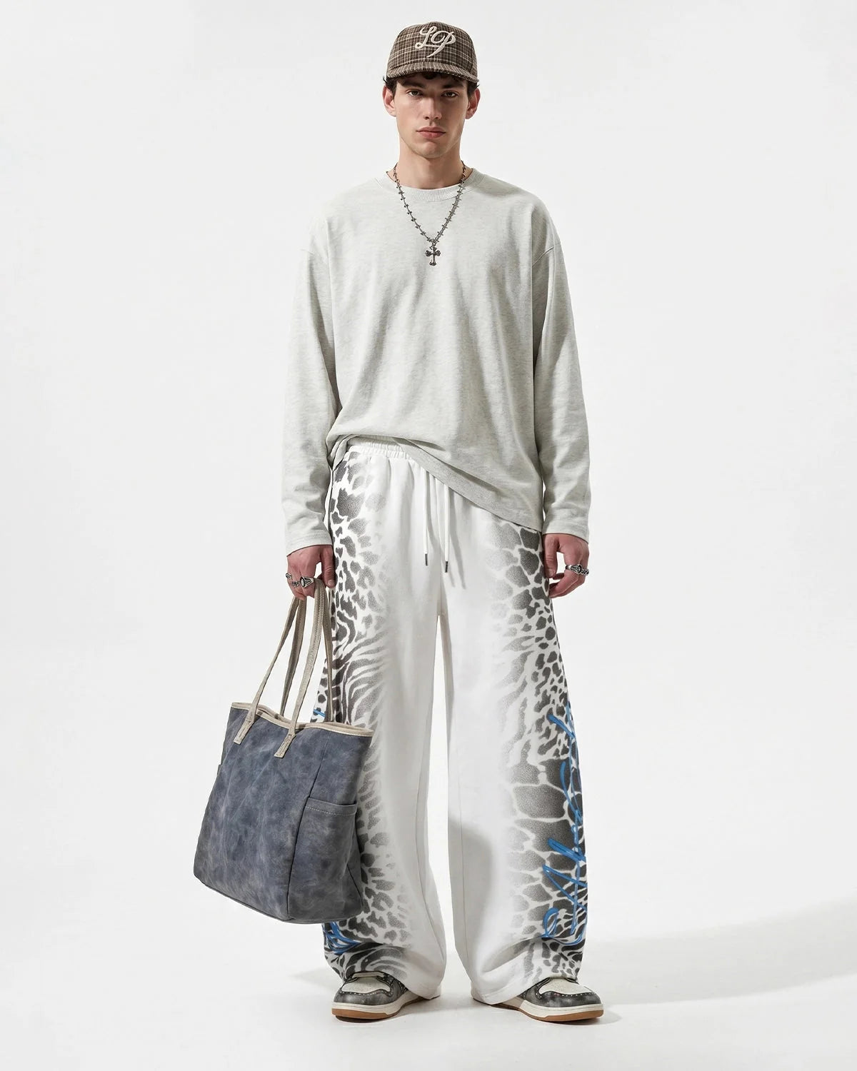 Omygoods Leopard Graphic Barrel Sweatpants