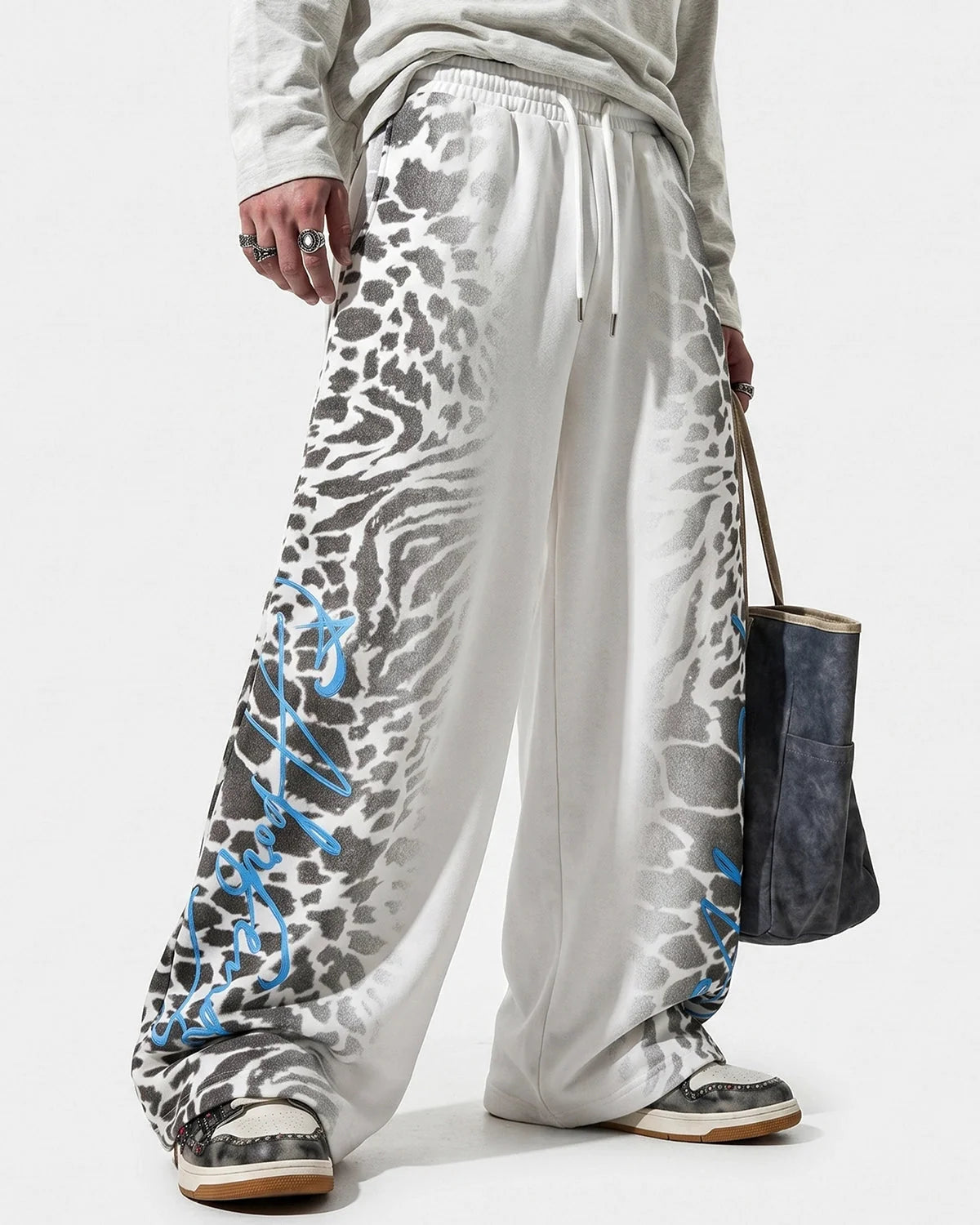 Omygoods Leopard Graphic Barrel Sweatpants