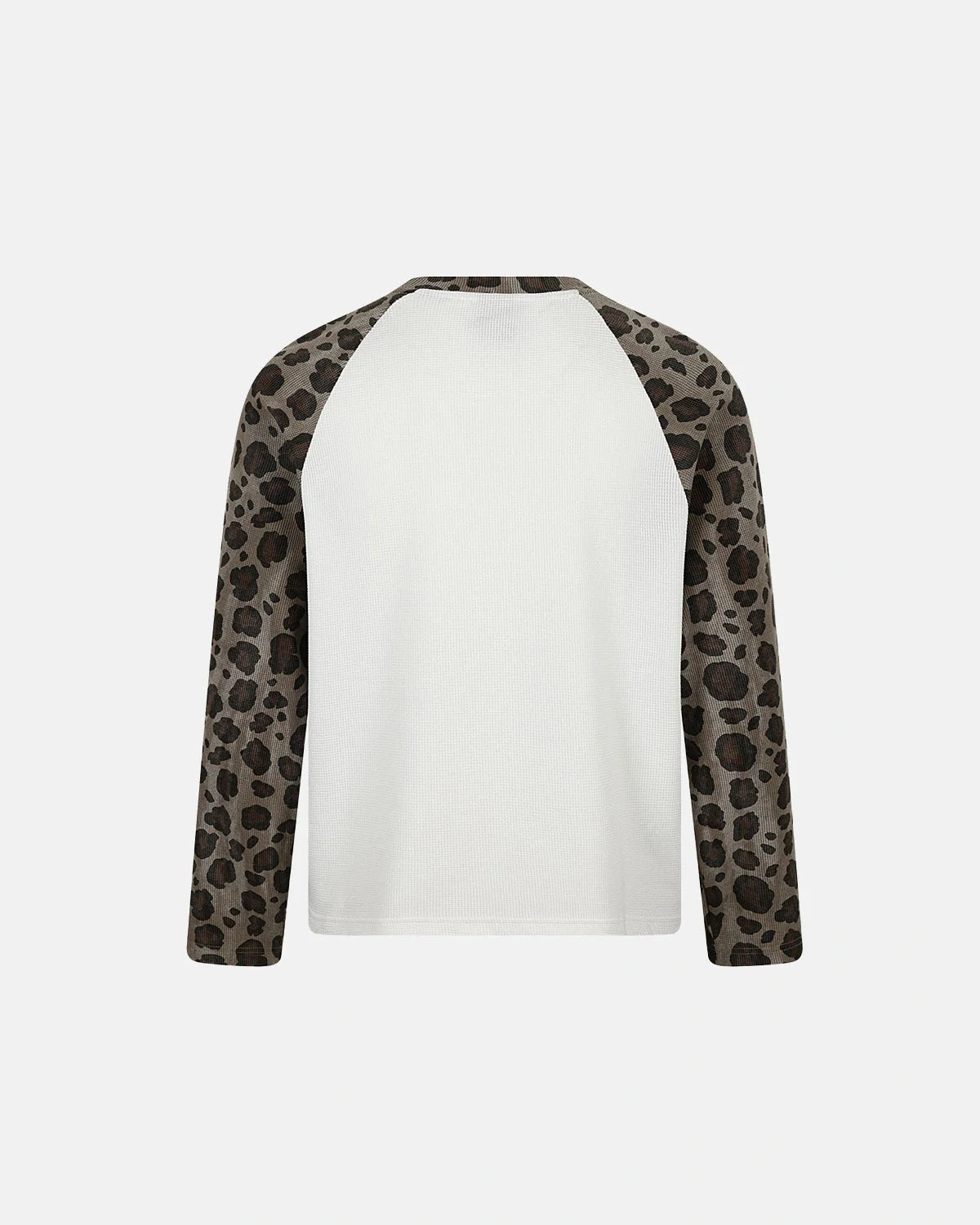 Omygoods Leopard Graphic Waffle Long Sleeve T-Shirt