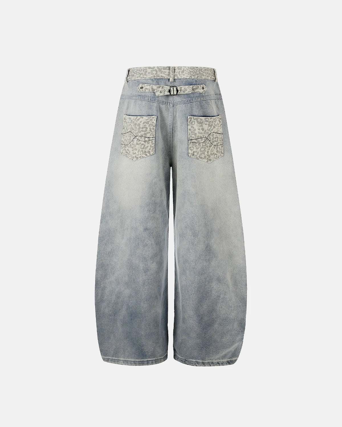 Omygoods Leopard Patch Barrel Jeans