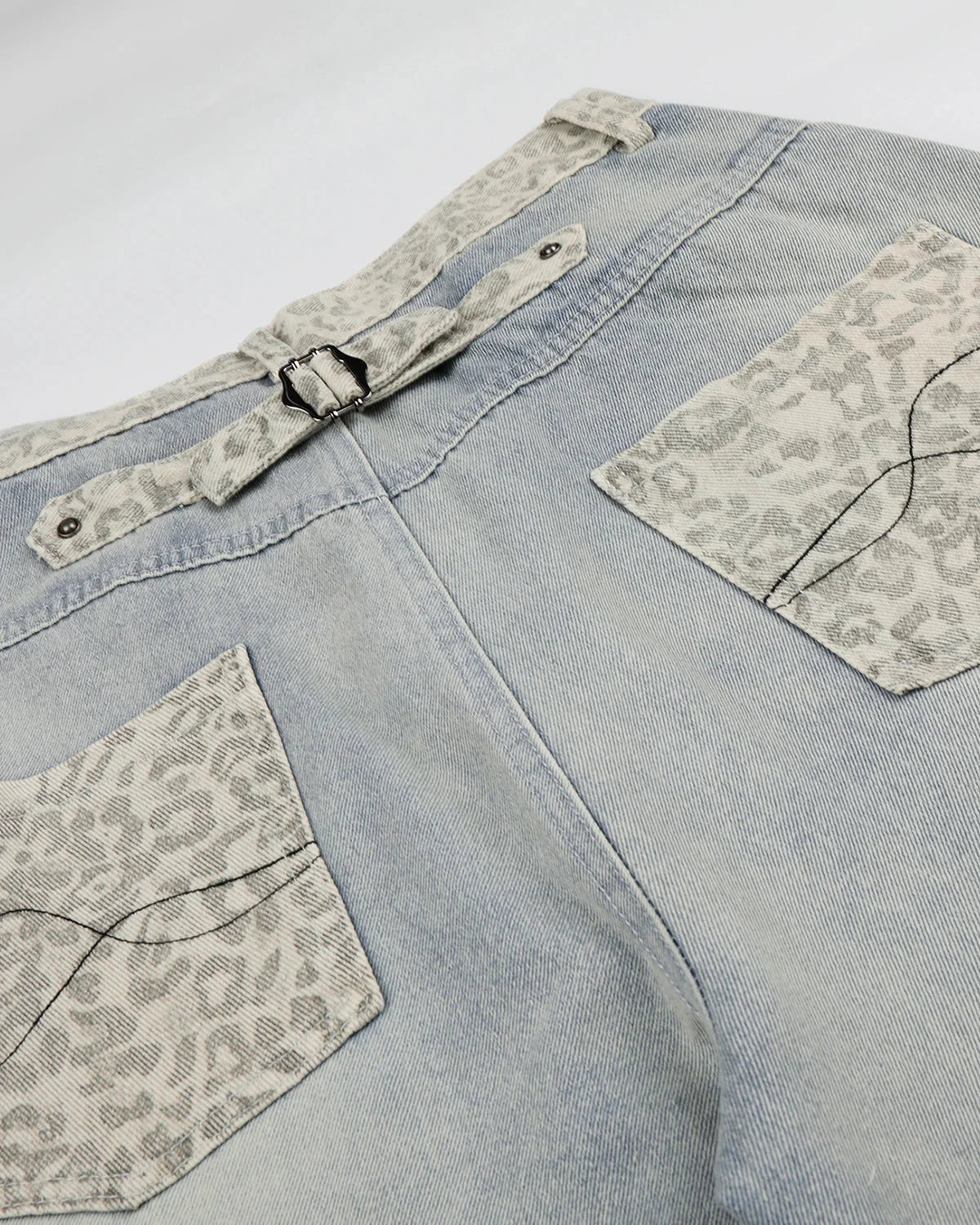 Omygoods Leopard Patch Barrel Jeans