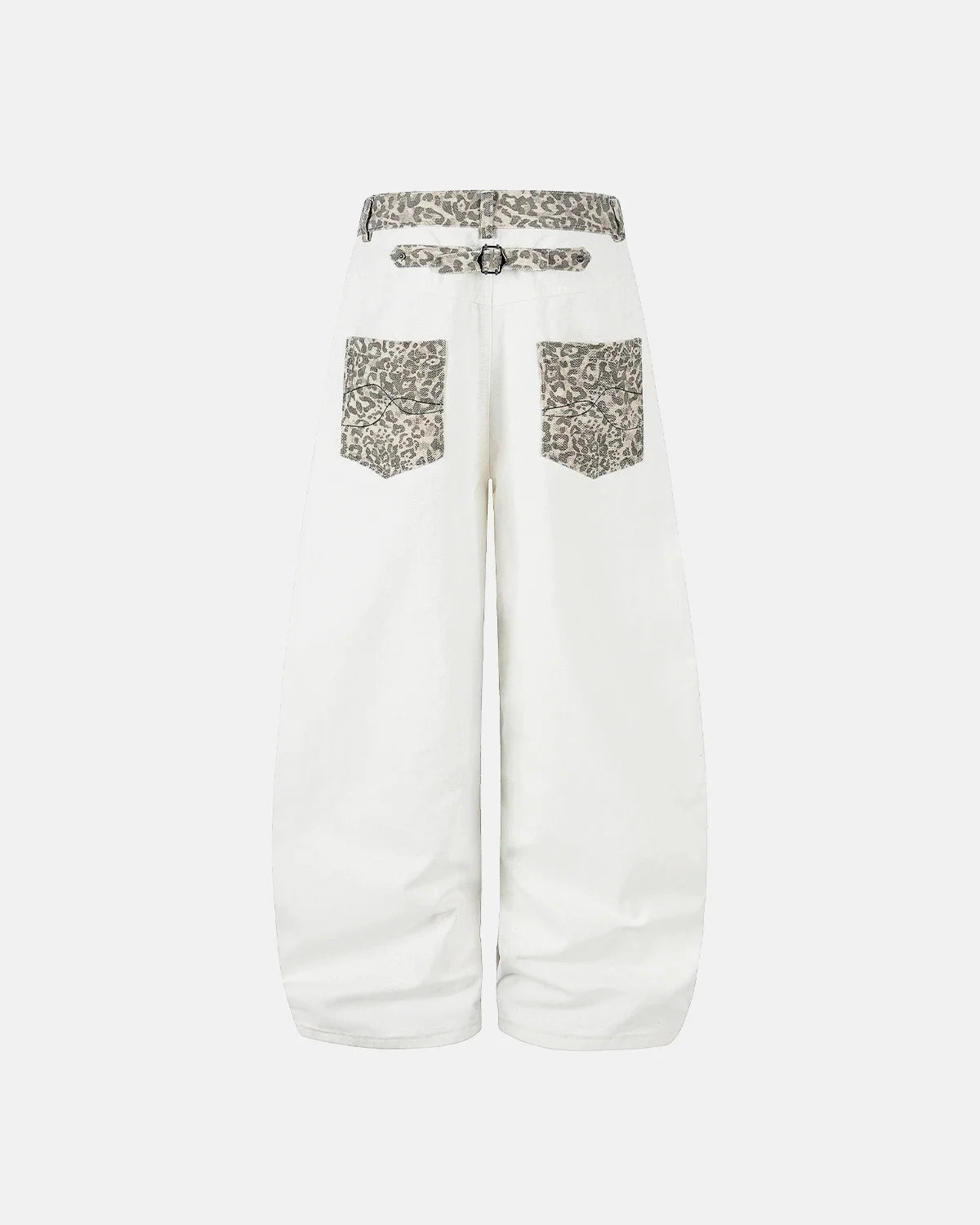 Omygoods Leopard Patch Barrel Jeans