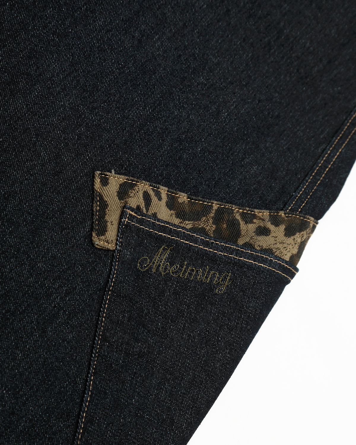 Omygoods Leopard Patchwork Barrel Jeans