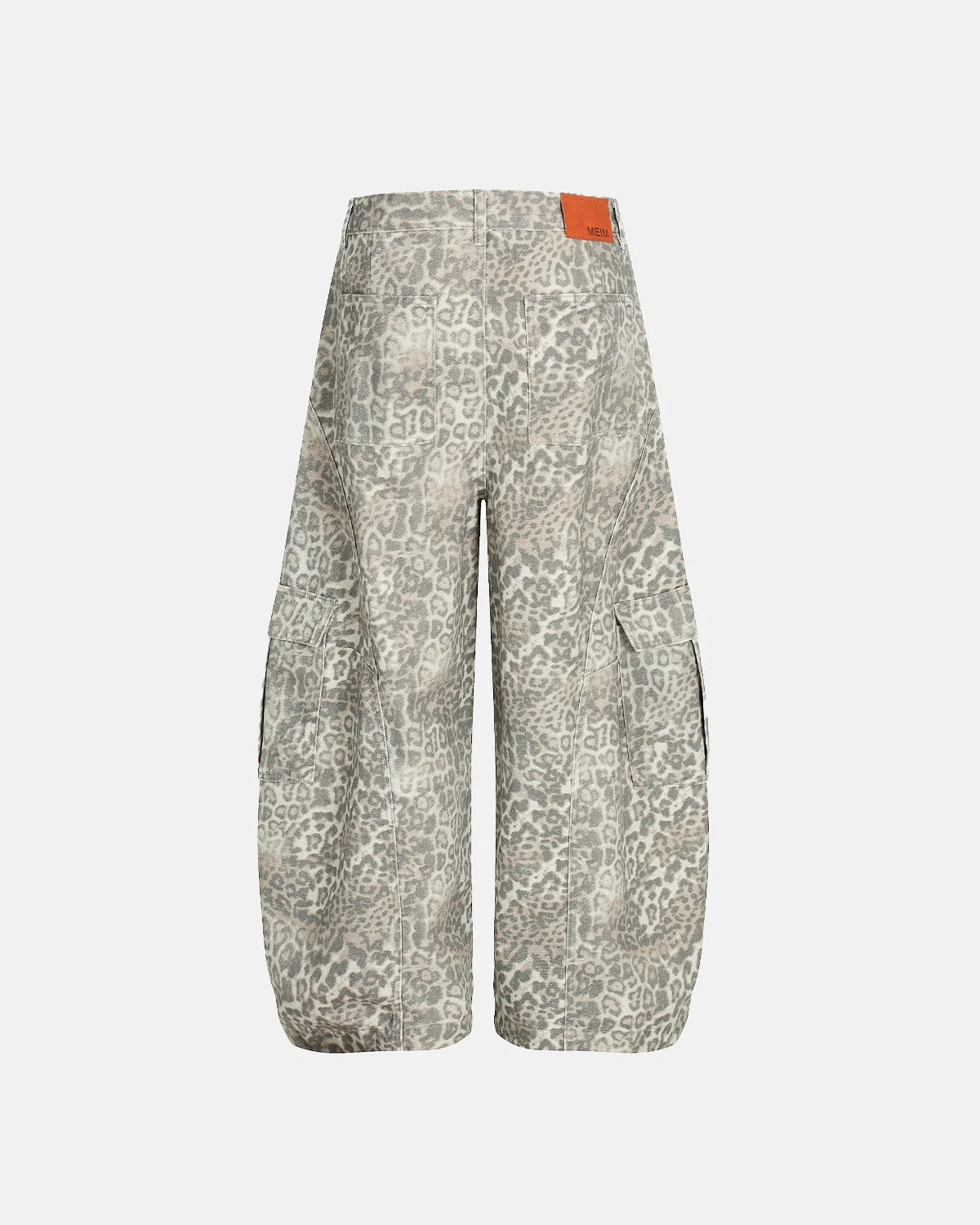 Omygoods Leopard Pattern Cargo Barrel Pants