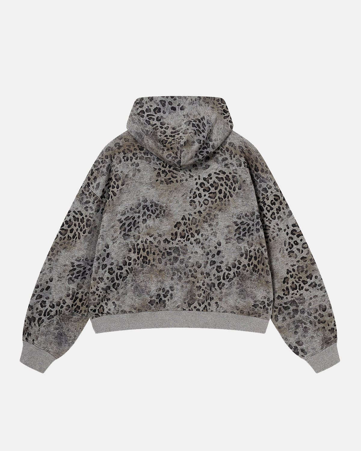 Omygoods Leopard Print Boxy Zip Up Hoodie