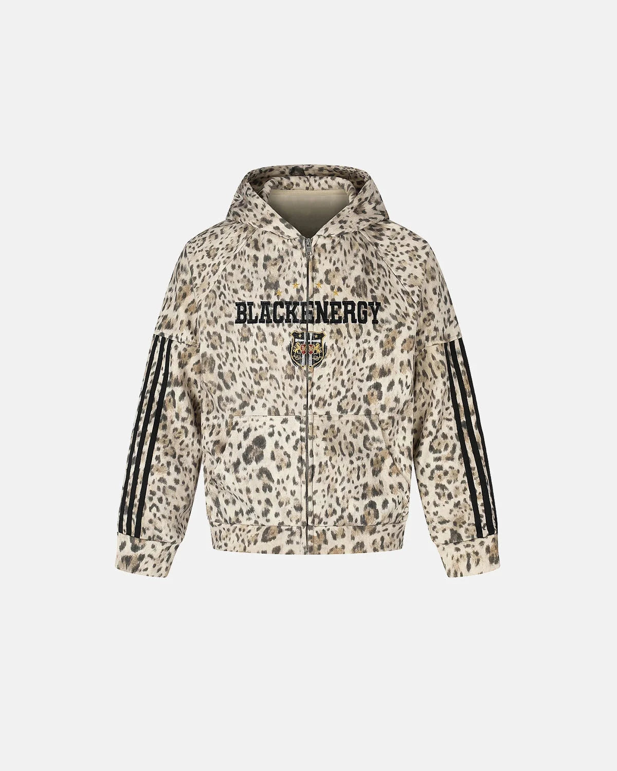 Omygoods Leopard Print Graphic Boxy Zip Up Hoodie