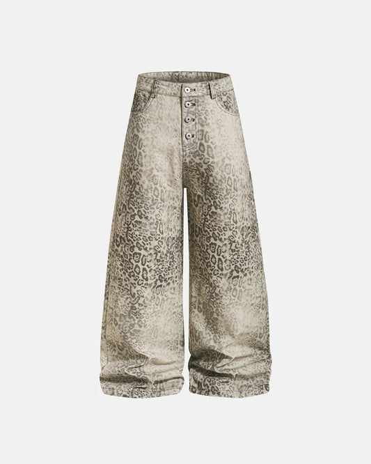Omygoods Leopard Print Wide Leg Pants