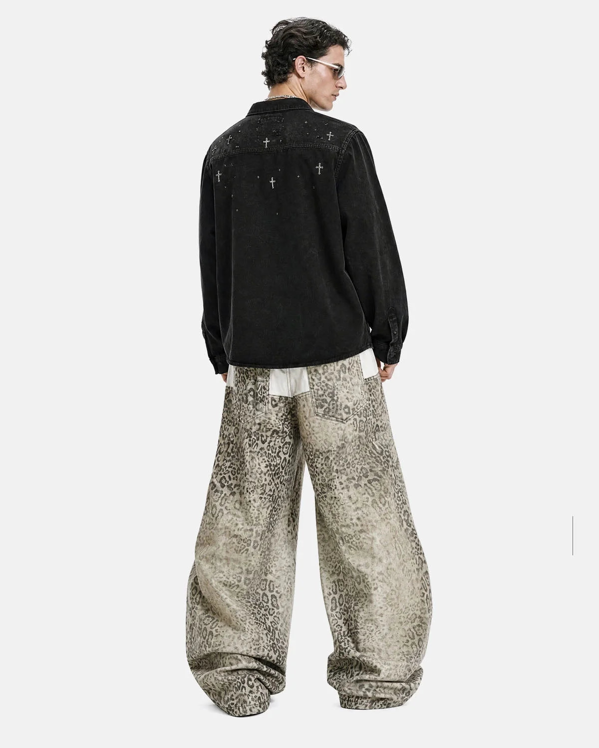Omygoods Leopard Print Wide Leg Pants