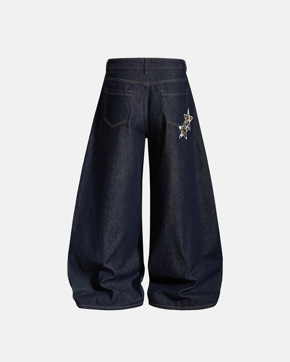 Omygoods Leopard Star Patch Barrel Jeans