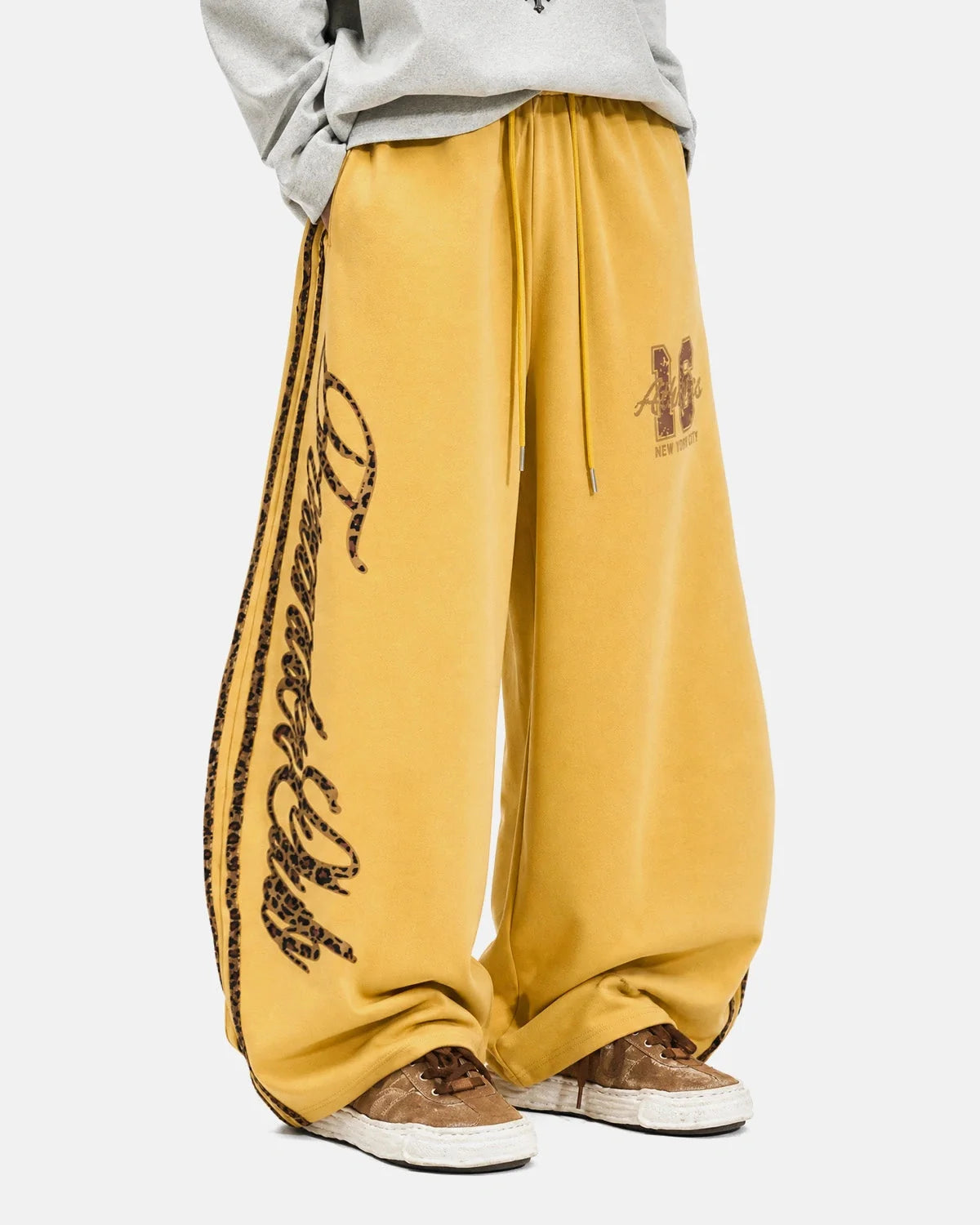Omygoods Leopard Stripe Graphic Barrel Sweatpants