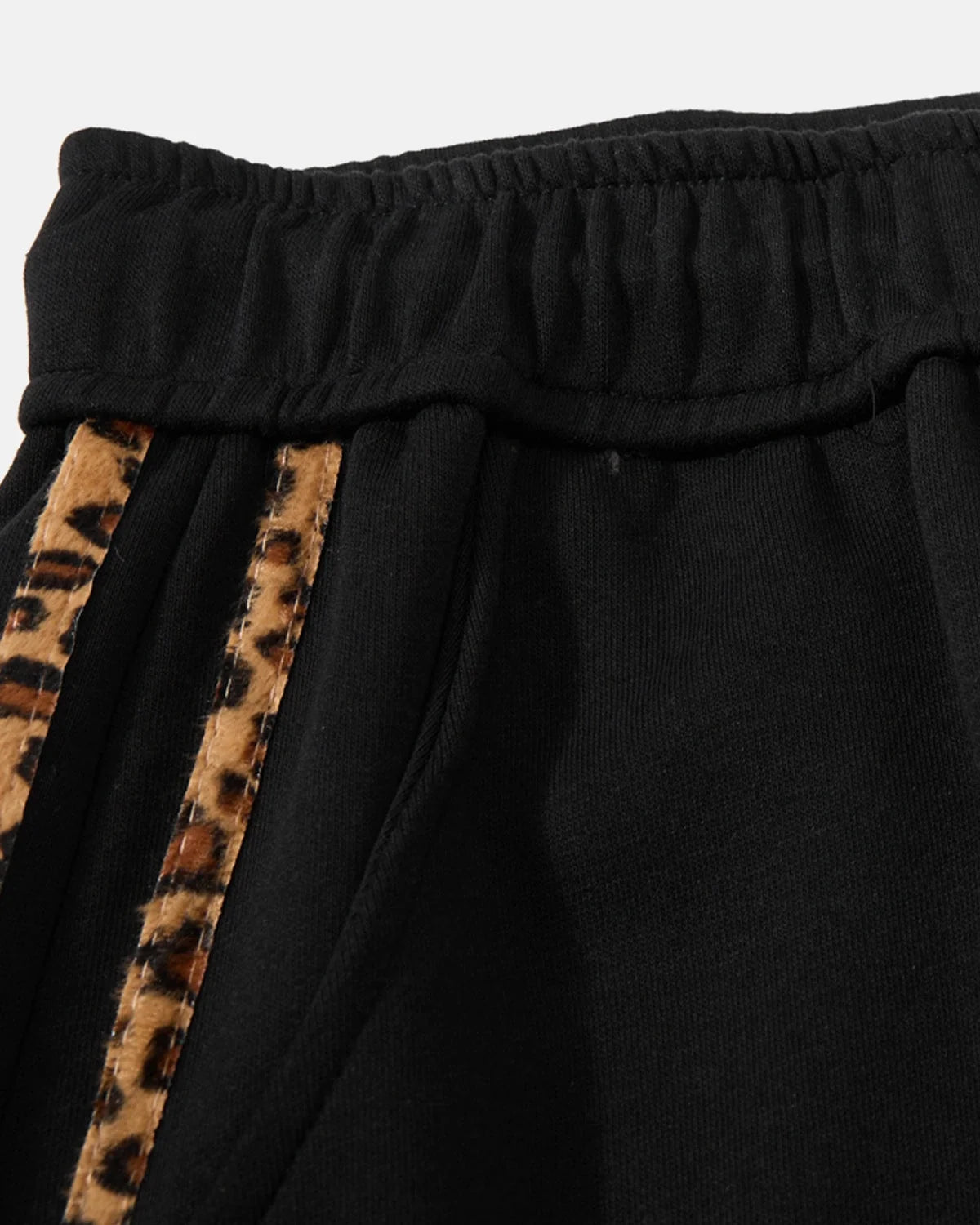 Omygoods Leopard Stripe Graphic Barrel Sweatpants
